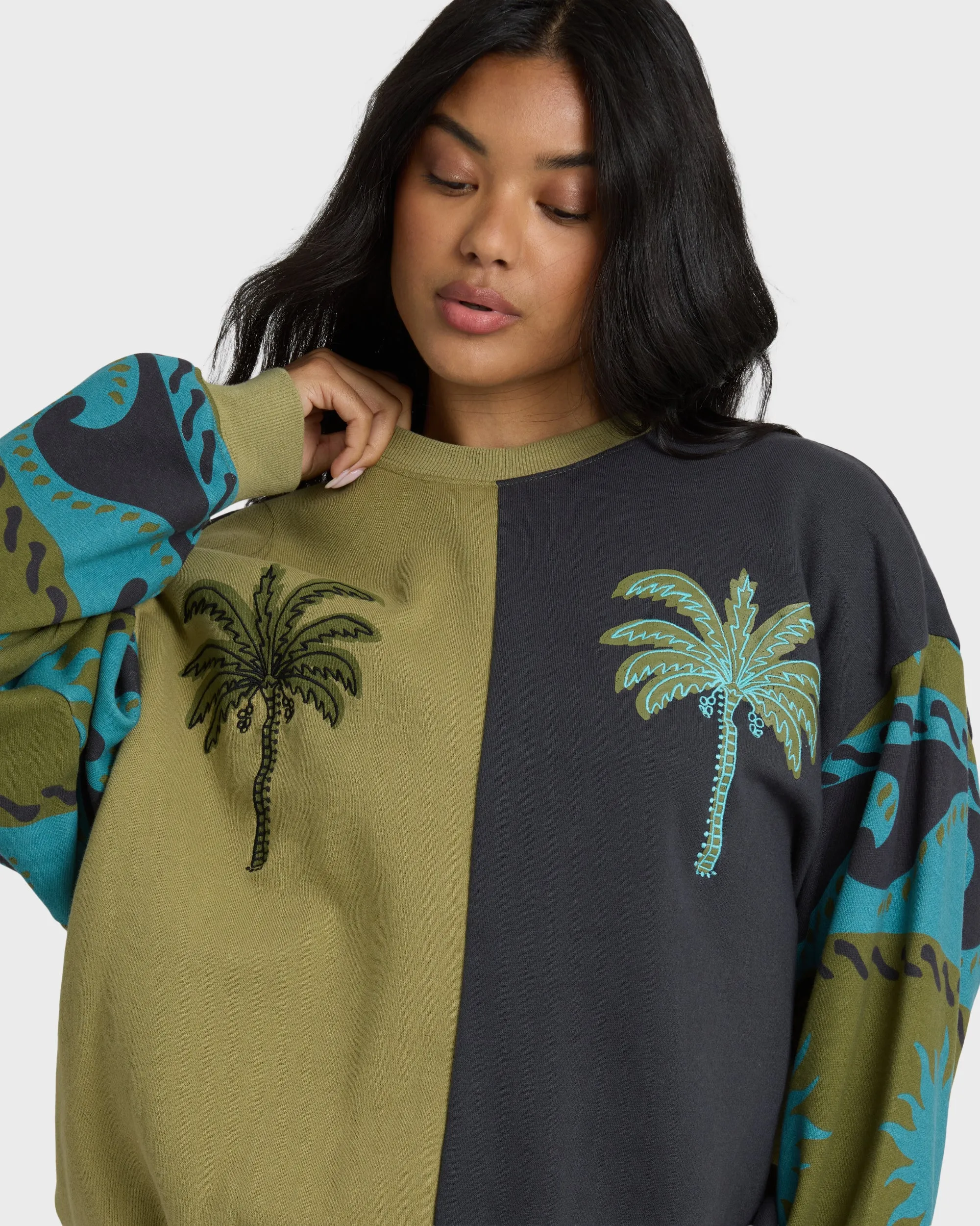 Split Palm Kendal Crewneck Sweatshirt - Cedar sold by Billabong product image thumbnail 4