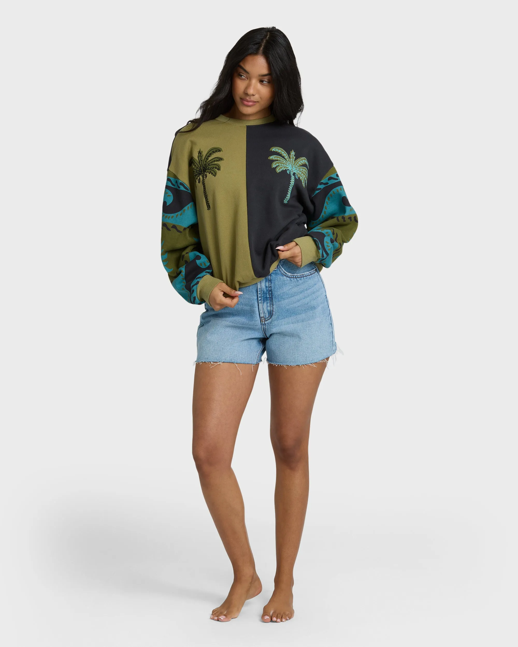 Split Palm Kendal Crewneck Sweatshirt - Cedar sold by Billabong product image thumbnail 5