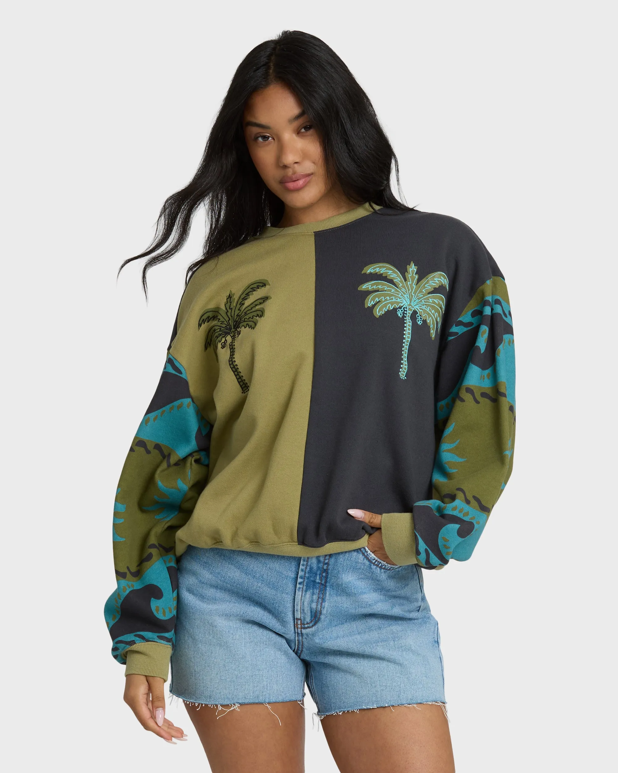 Split Palm Kendal Crewneck Sweatshirt - Cedar sold by Billabong product image thumbnail 3