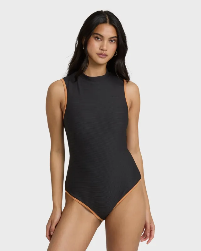 Tanlines High Neck Glider One-piece Swimsuit - Black sold by Billabong