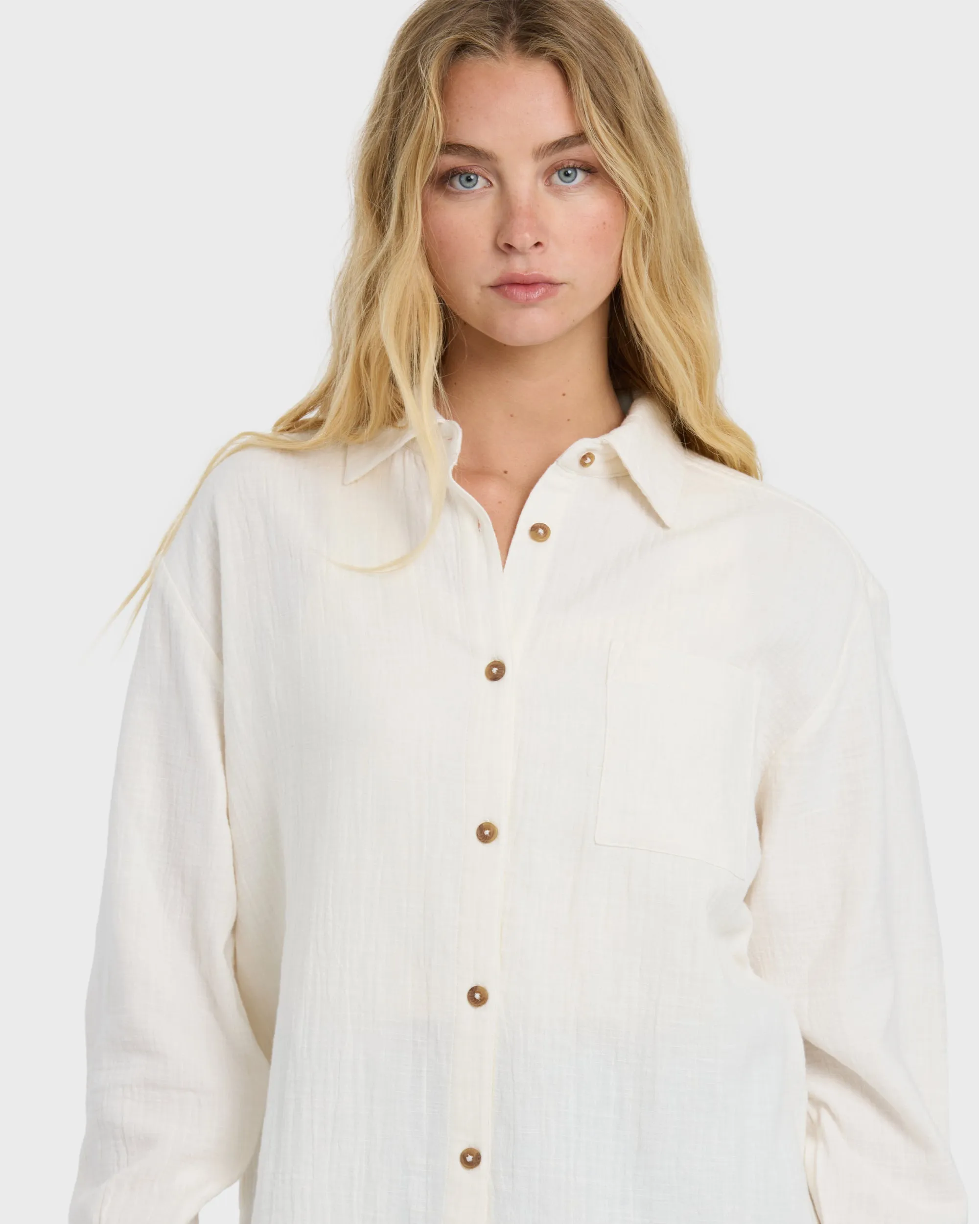 Wanderer Solid Long Sleeve Woven Shirt - Salt Crystal sold by Billabong product image thumbnail 2