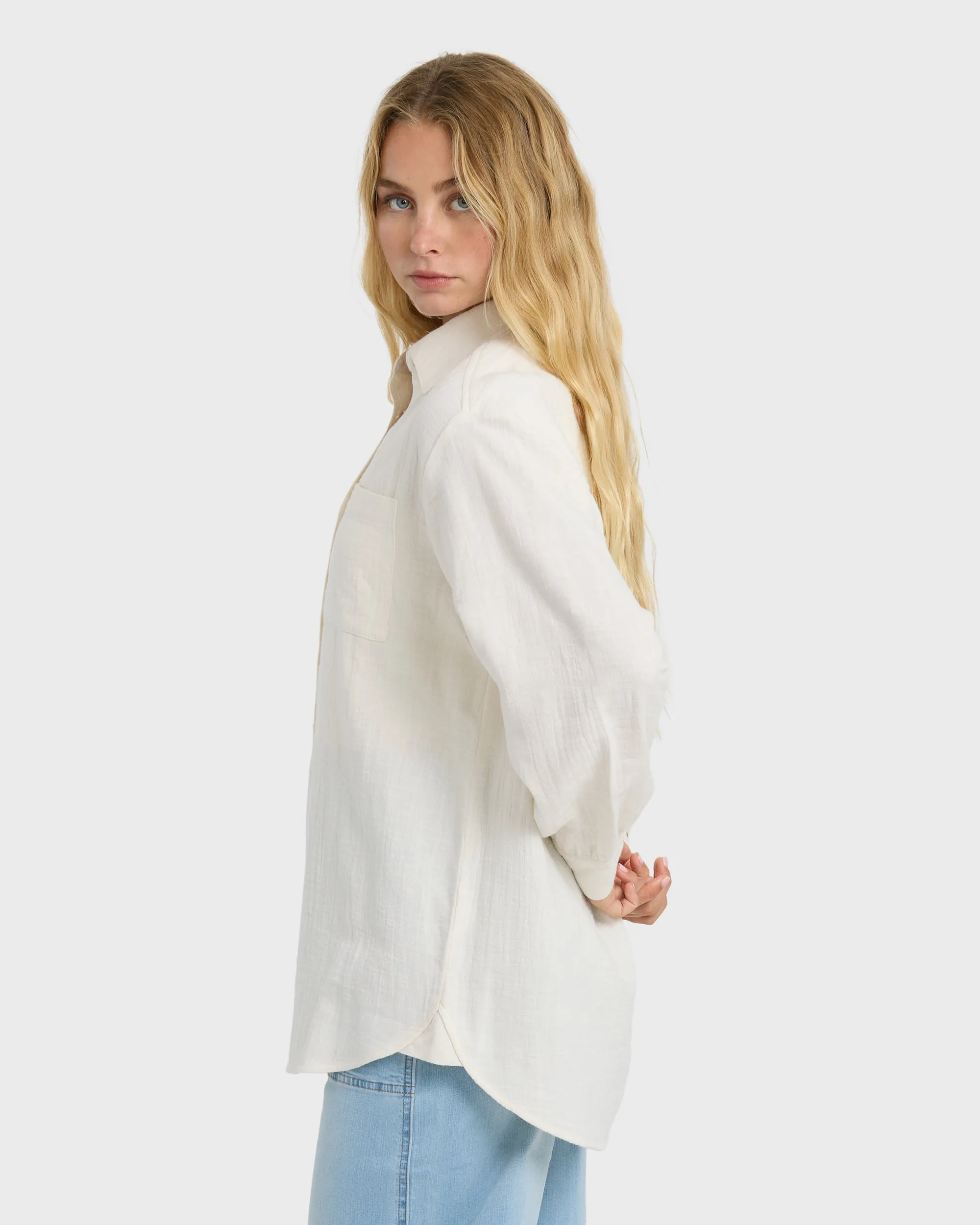 Wanderer Solid Long Sleeve Woven Shirt - Salt Crystal sold by Billabong product image thumbnail 5