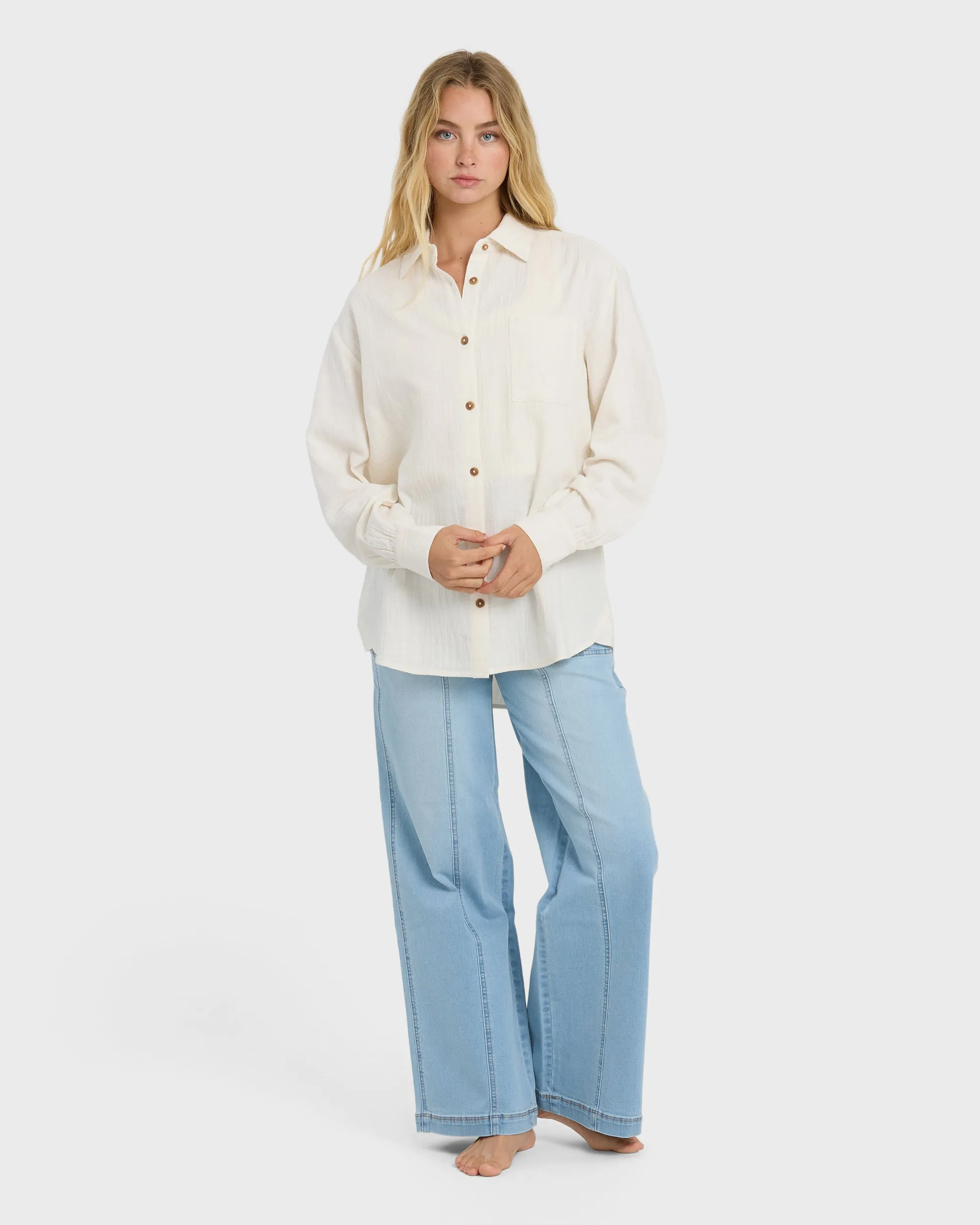 Wanderer Solid Long Sleeve Woven Shirt - Salt Crystal sold by Billabong product image thumbnail 3