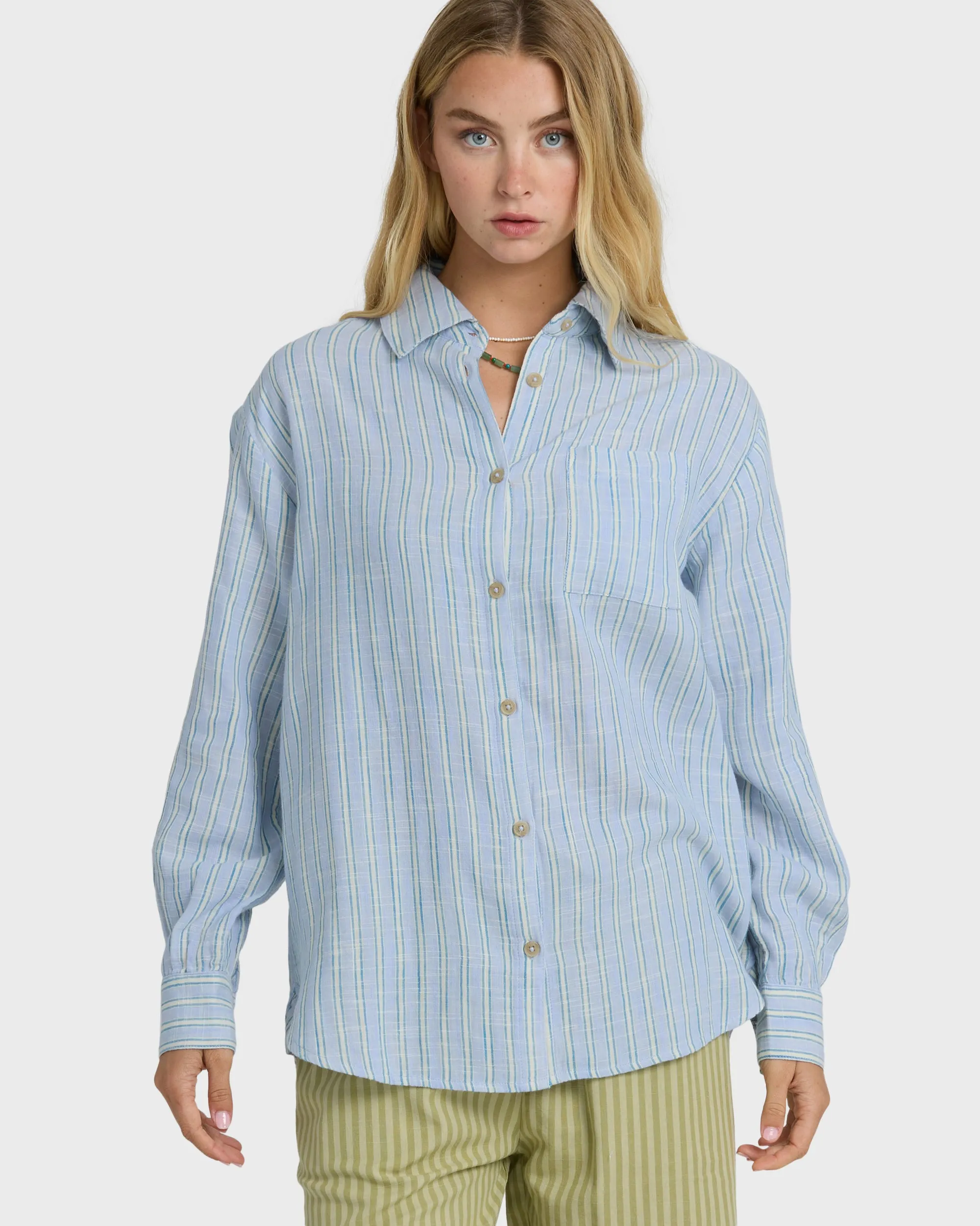 Wanderer Long Sleeve Woven Top - Twilight Blue sold by Billabong product image thumbnail 4