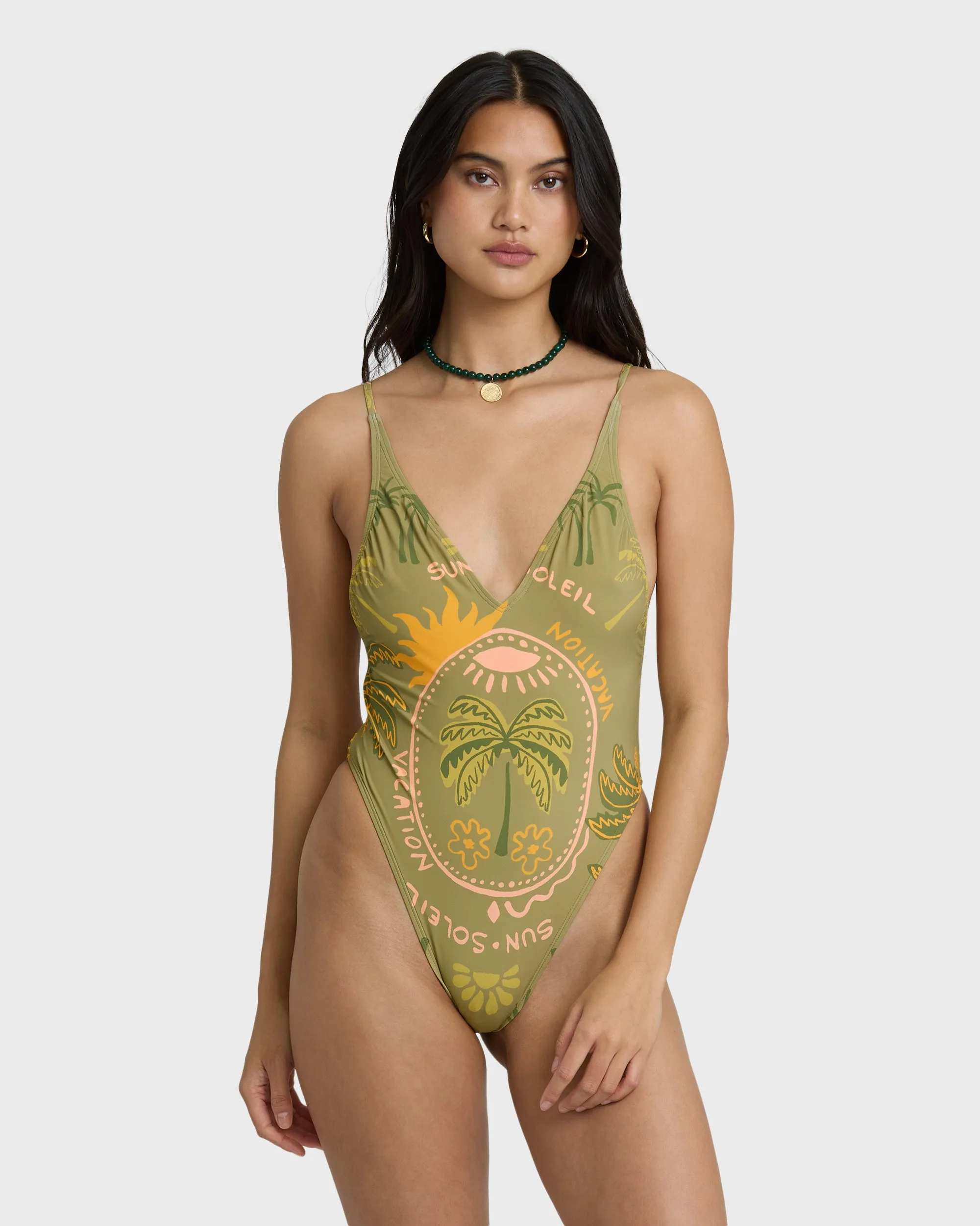 Vaca Soleil Deep V One-piece Swimsuit - Cedar sold by Billabong
