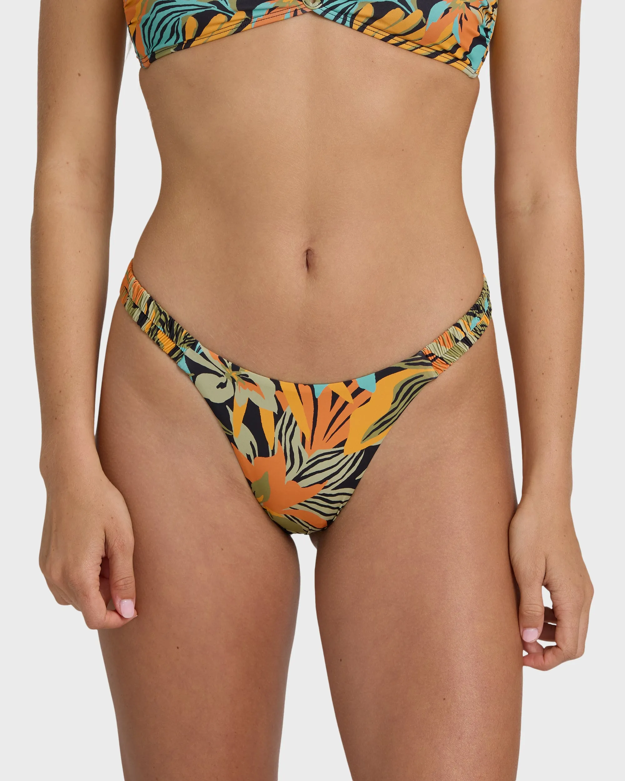 Des Tropiques Sunni Scrunch Tiny Bikini Bottom - Black Multi sold by Billabong product image thumbnail 5