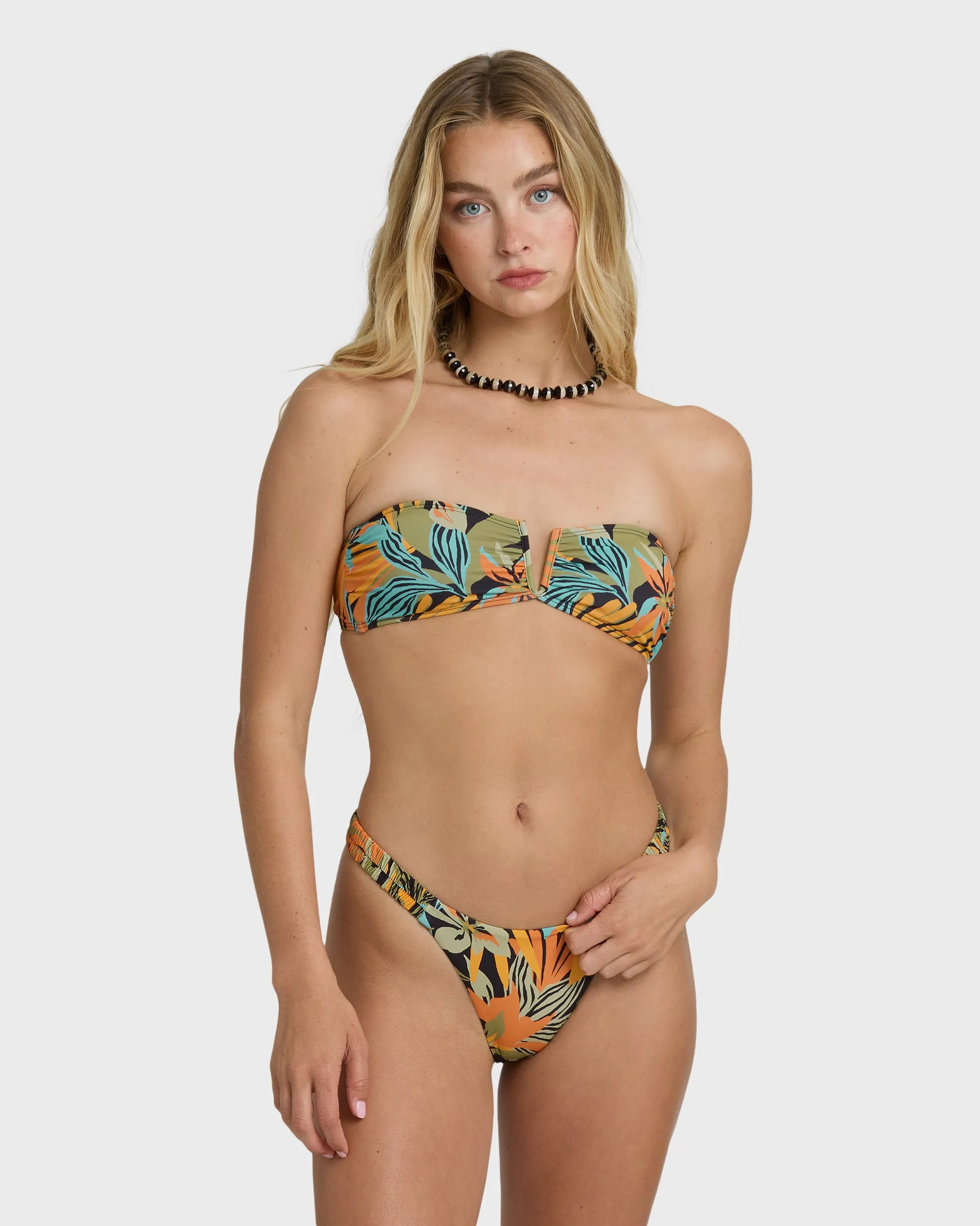 Des Tropiques Sunni Scrunch Tiny Bikini Bottom - Black Multi sold by Billabong product image thumbnail 2