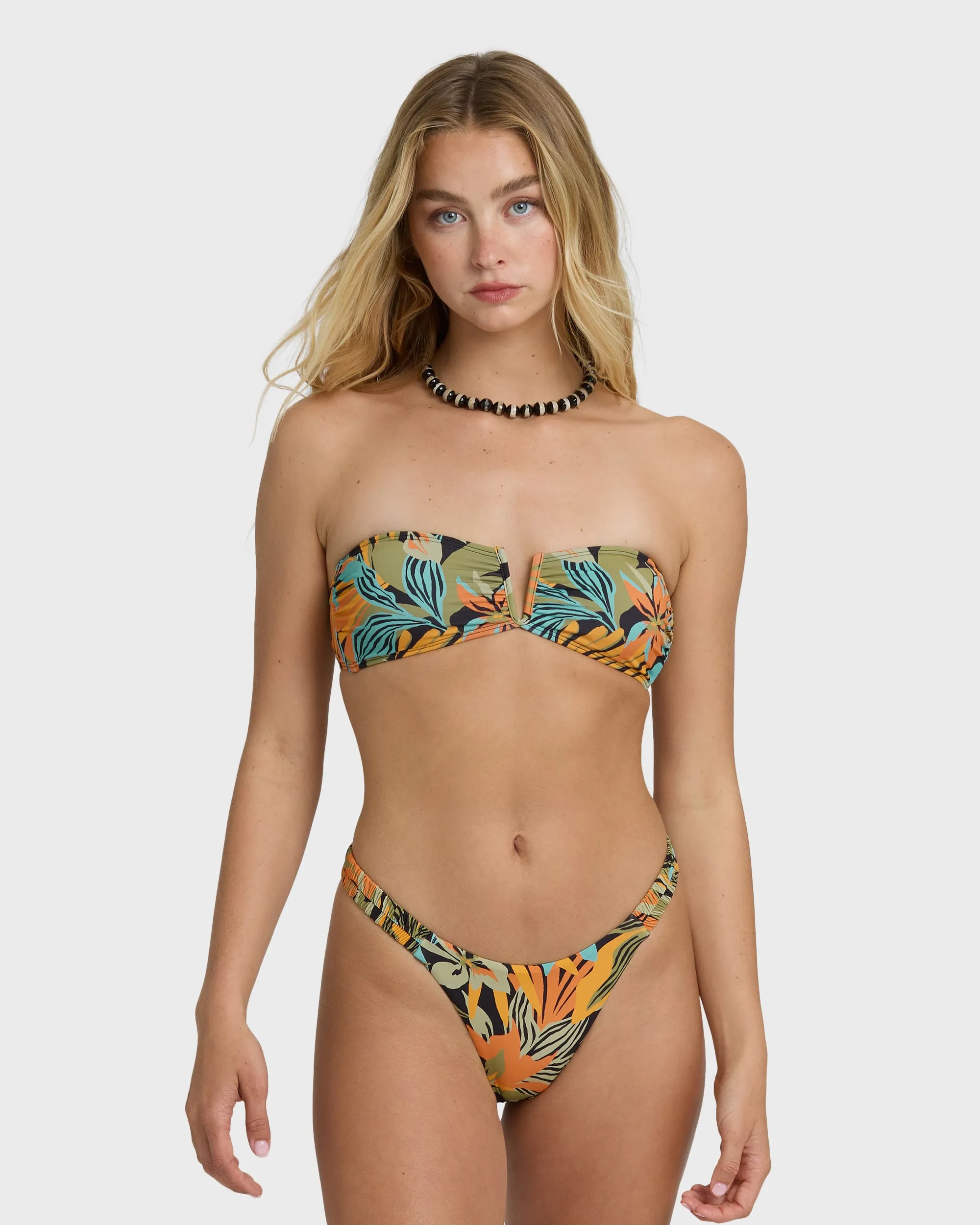 Des Tropiques V Bandeau Bikini Top - Black Multi sold by Billabong