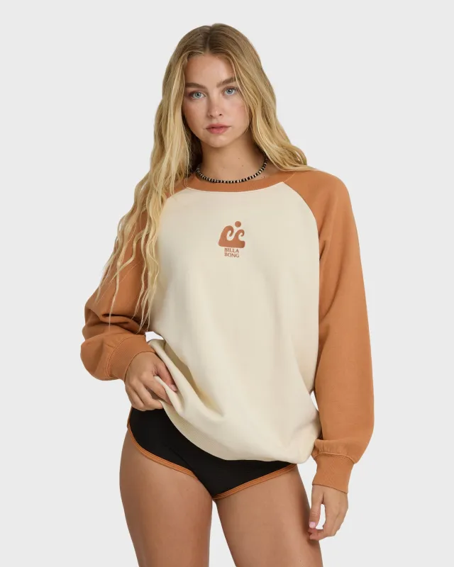 Blissed Out Crewneck Sweatshirt - Caramel Cafe sold by Billabong