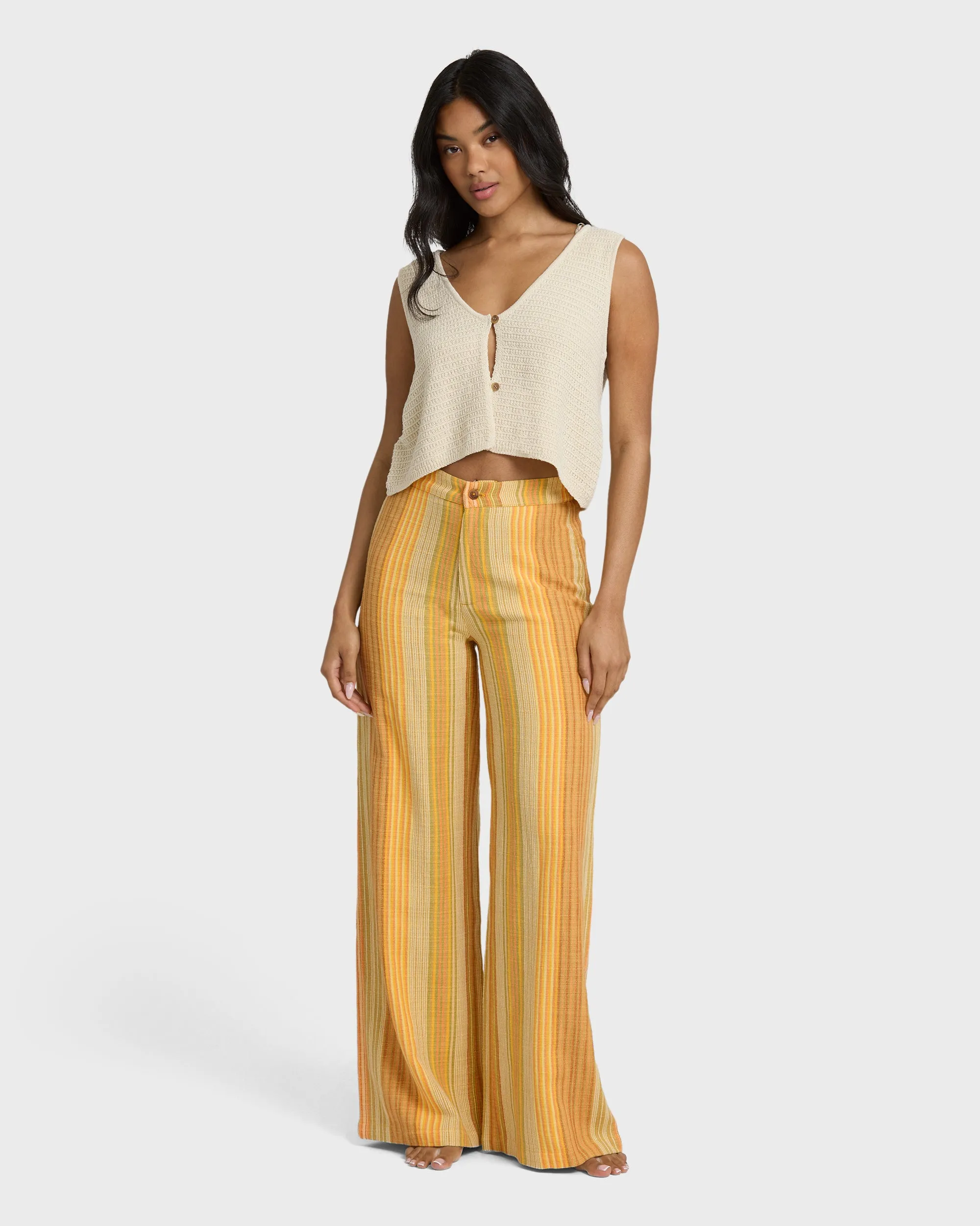 Hazy Daze Elastic Waist Pants - Brown Multi sold by Billabong