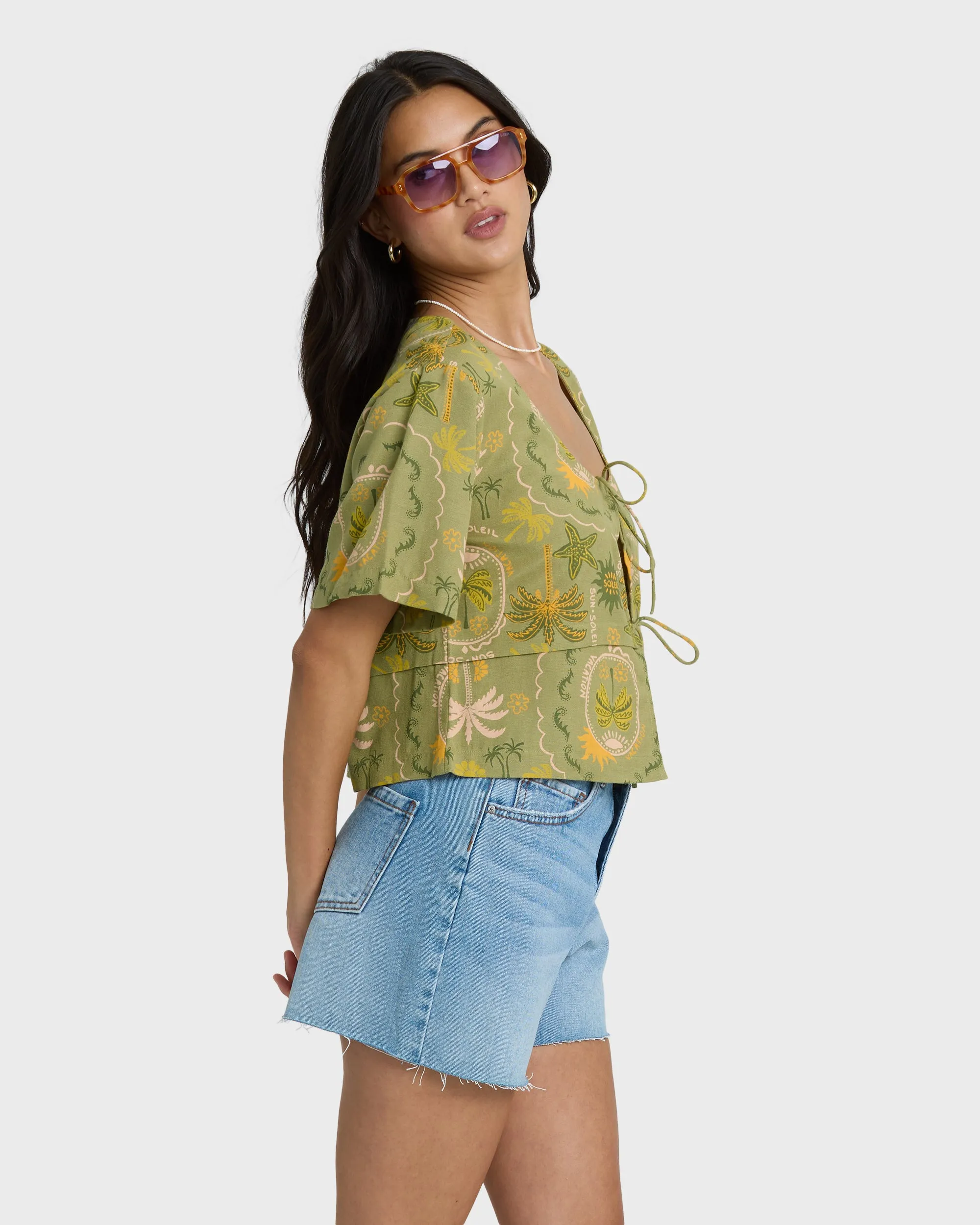Totally Tropic Short Sleeve Woven Top - Cedar sold by Billabong product image thumbnail 4