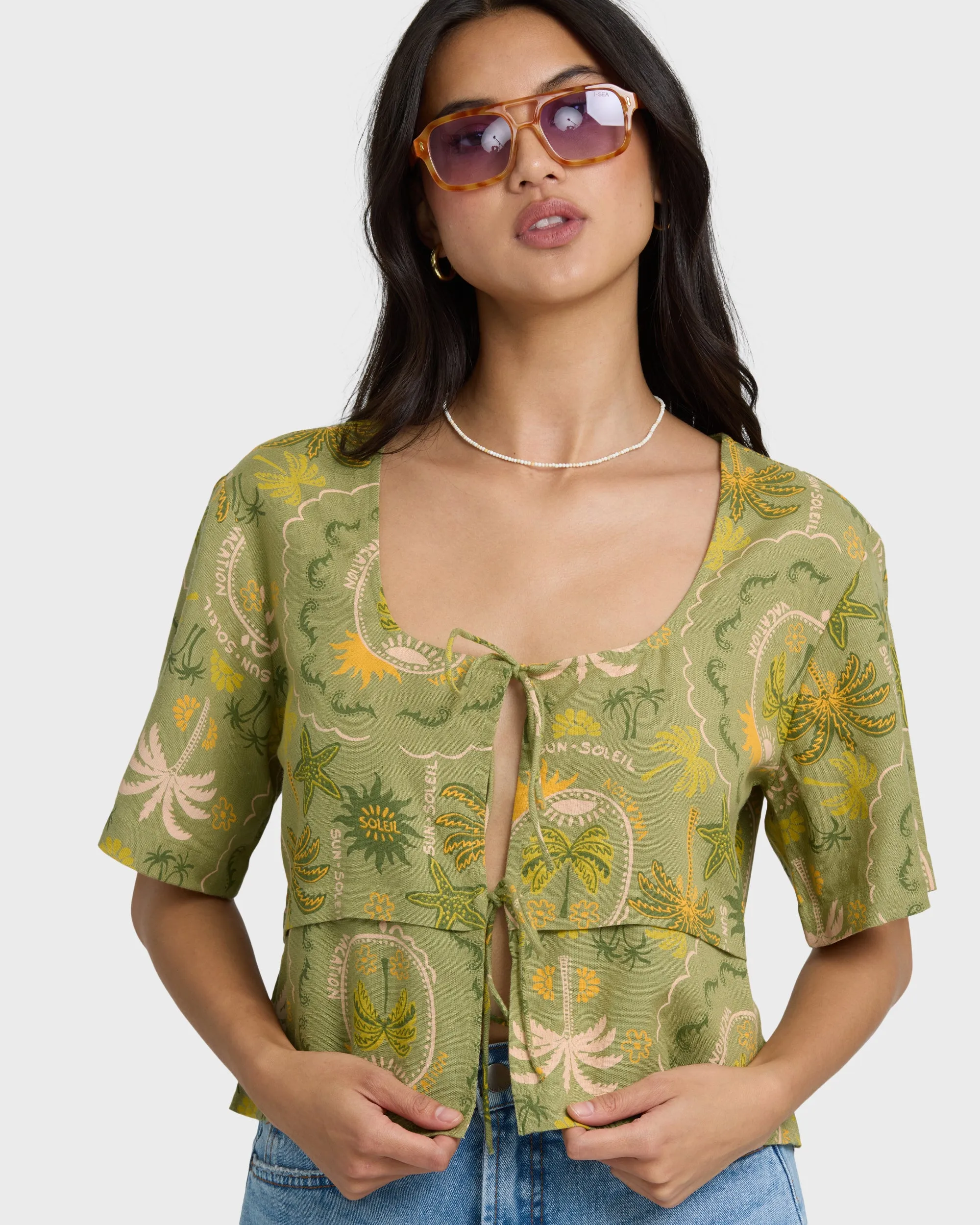 Totally Tropic Short Sleeve Woven Top - Cedar sold by Billabong product image thumbnail 2