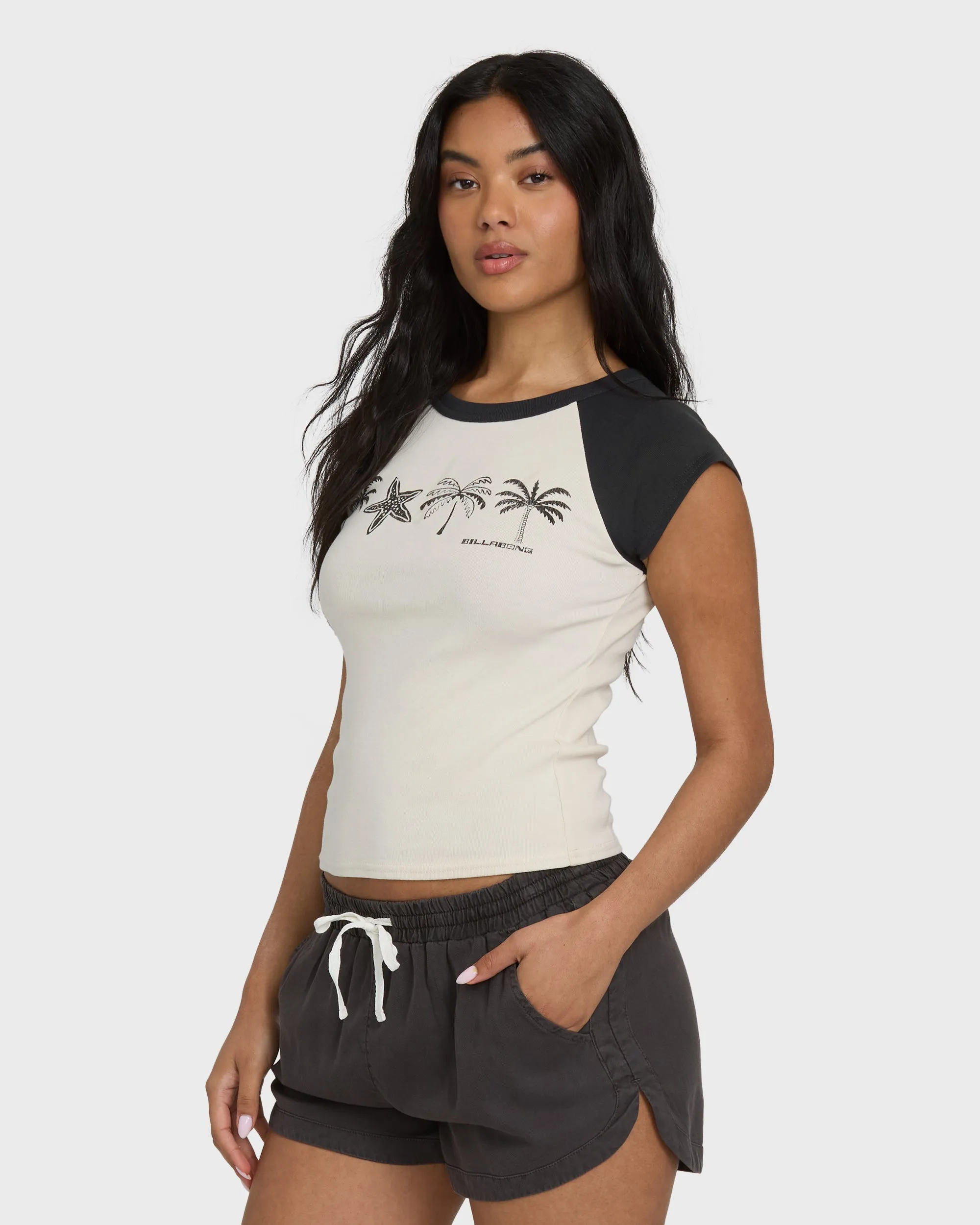 Des Tropic Short Sleeve Raglan Top - White Cap sold by Billabong product image thumbnail 4