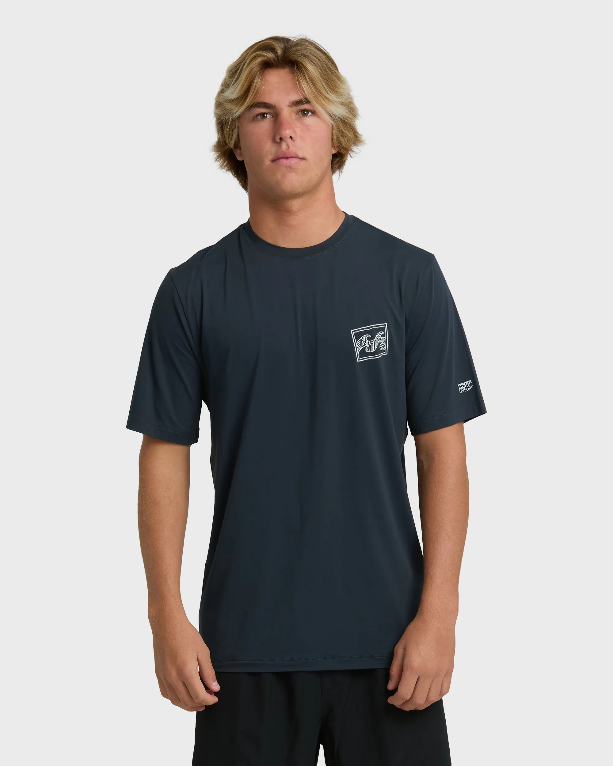 Crayon Wave Loose Fit Short Sleeve Surf Shirt - Navy sold by Billabong