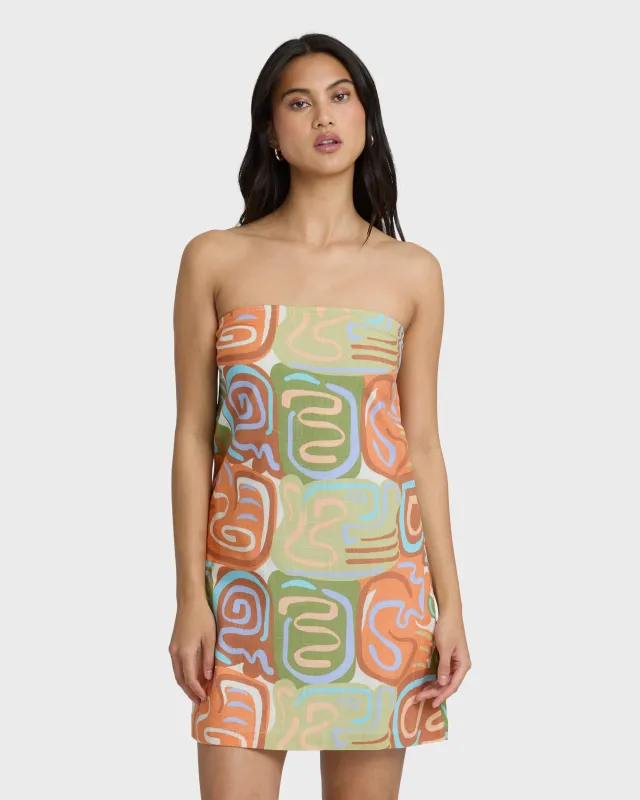 Summer Glow Mini Dress - Orange Multi sold by Billabong