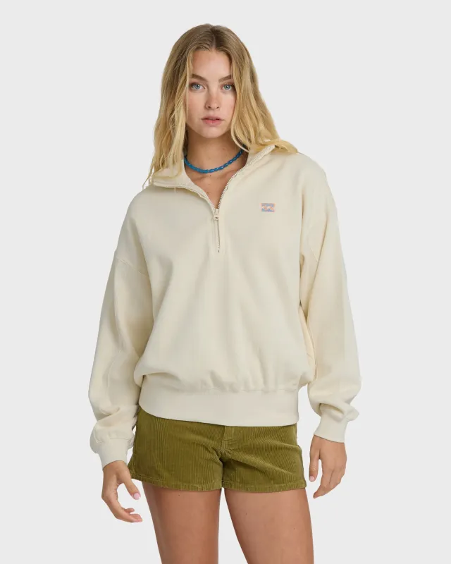 Classic Feels Half Zip Pullover Sweatshirt - White Cap sold by Billabong