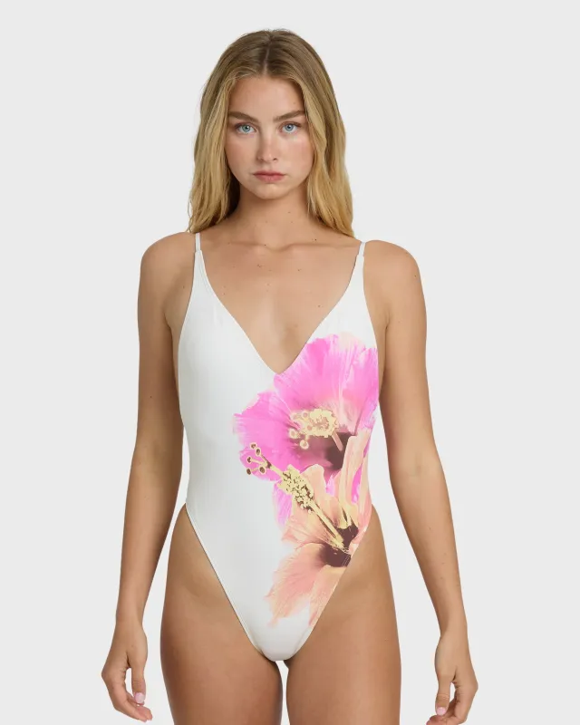 Sunny Shore Deep V One-piece Swimsuit - Salt Crystal sold by Billabong
