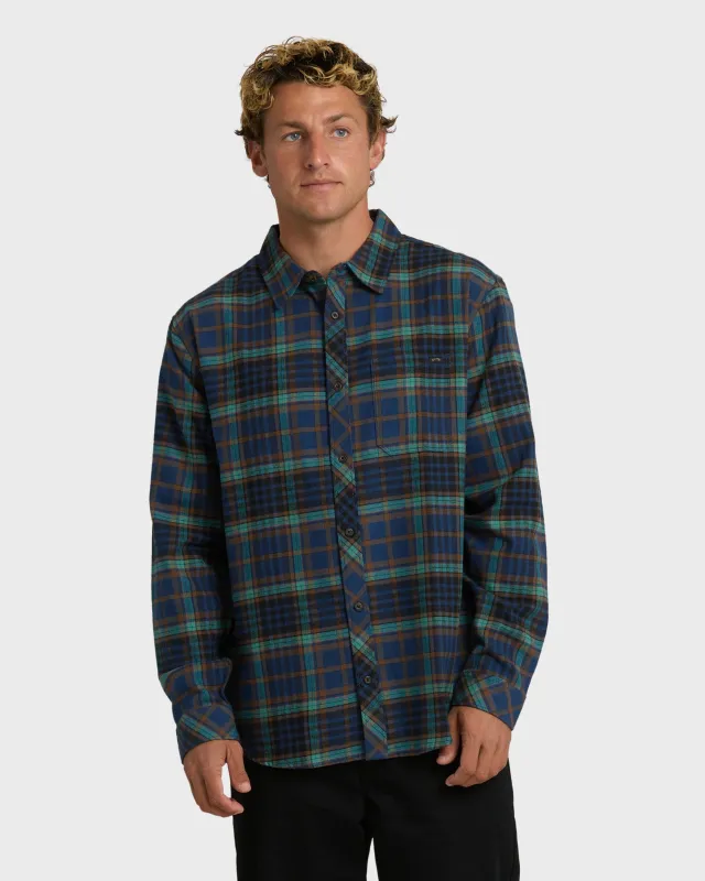 Coastline Long Sleeve Flannel Shirt - Dark Denim made by Billabong