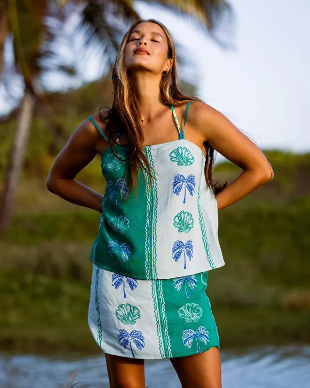 Vacay Dreams Woven Tank - Pool Blue sold by Billabong