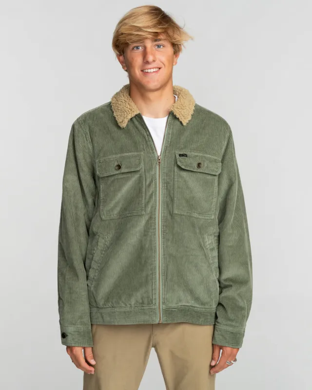 Barlow Cord Sherpa Lined Jacket - Sage sold by Billabong