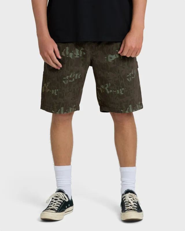 Bad Dog Elastic Shorts - Green Camo made by Billabong