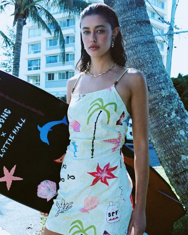 Lottie Hall Woven Dress - Sunny Lime made by Billabong