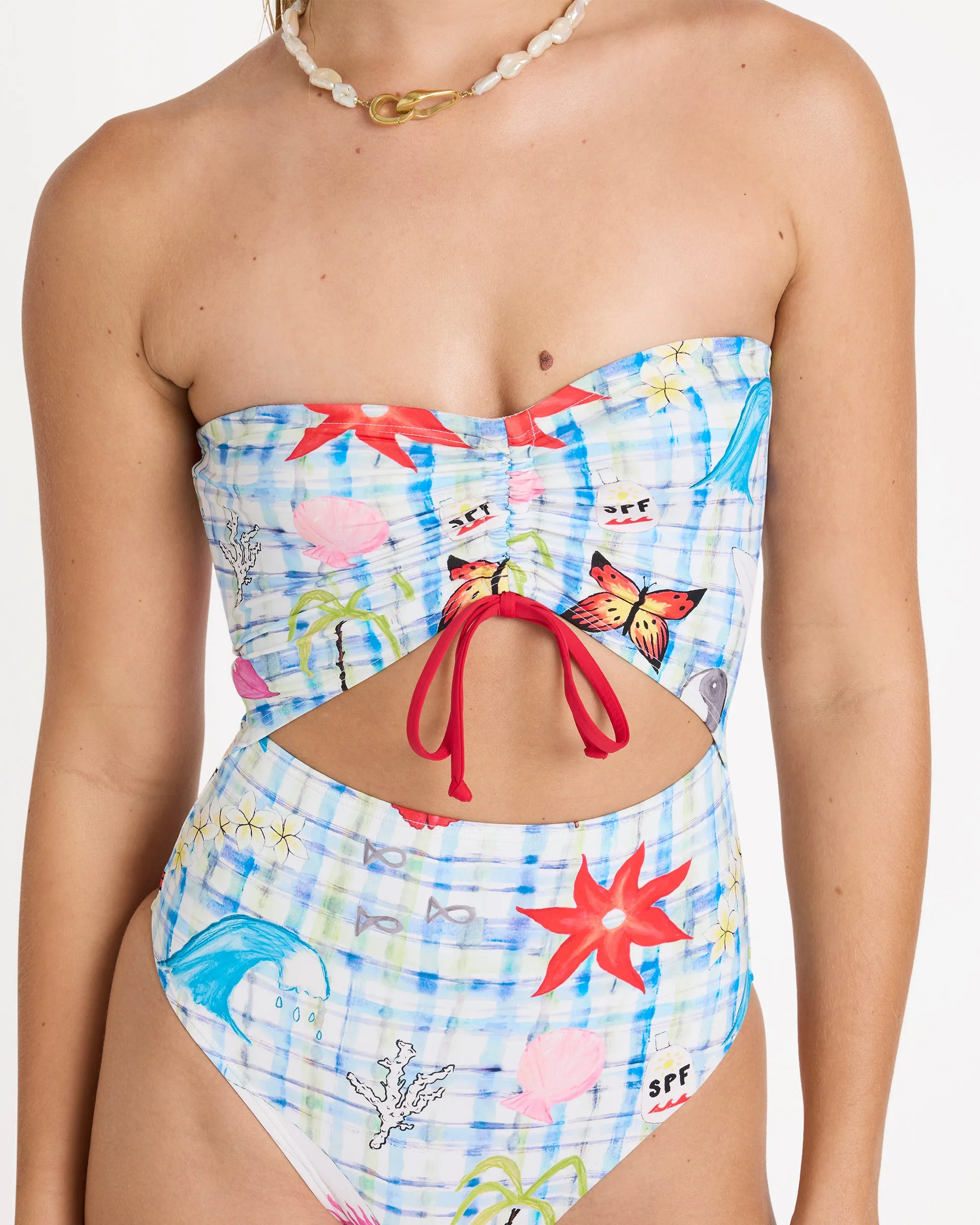 Lottie Hall Summer Bandeau One-piece Swimsuit - White Multi sold by Billabong product image thumbnail 4