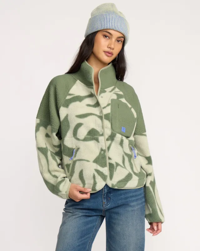 A/Div Popoyo Snap Up Sherpa Fleece Jacket - Seagrass sold by Billabong