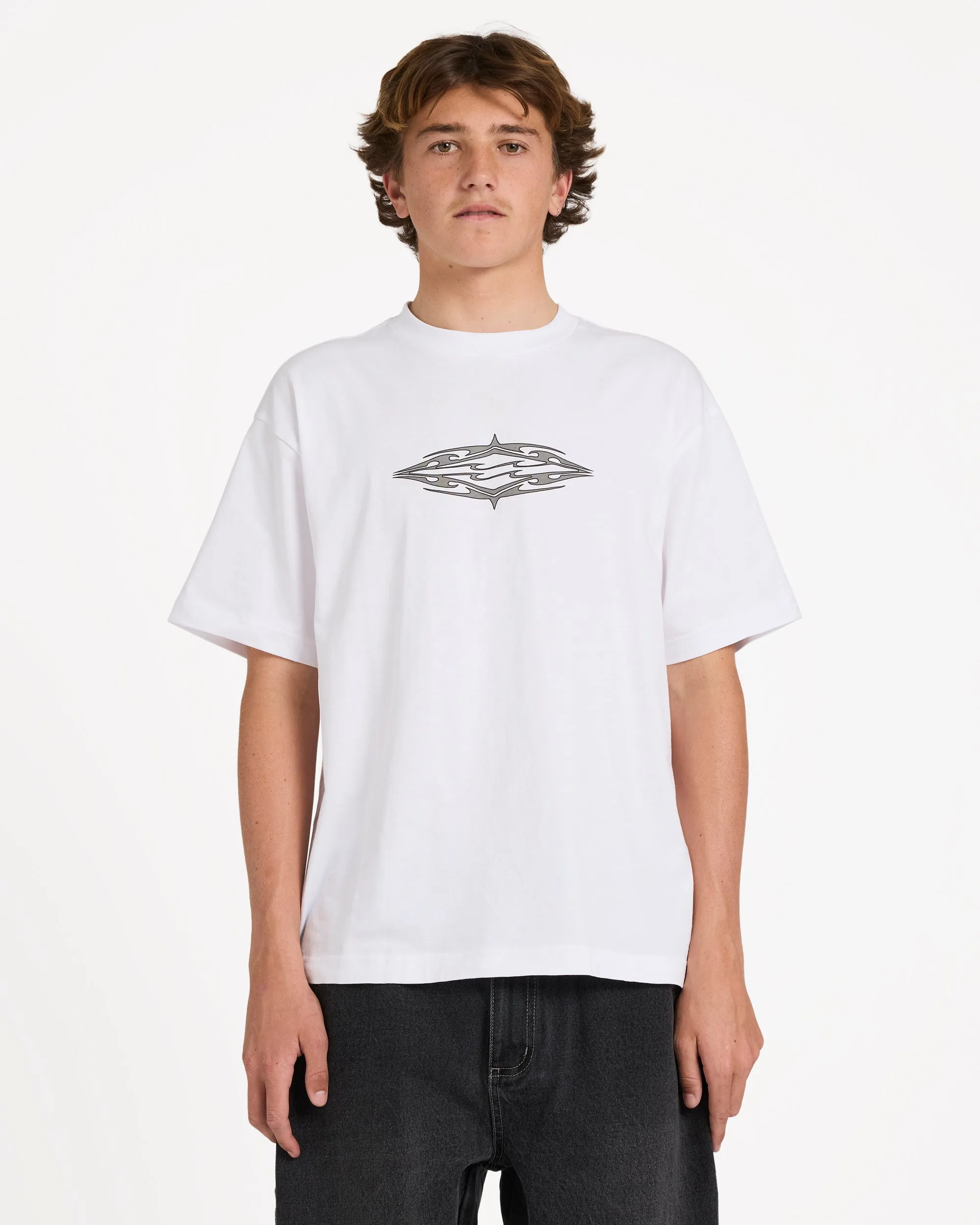Tribal Diamonds Short Sleeve Knit T-Shirt - White sold by Billabong