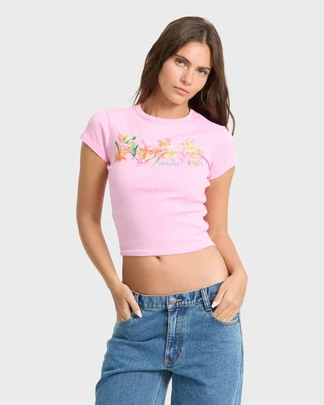 Wonderful Garden Short Sleeve Knit T-Shirt - Prism Pink made by Billabong