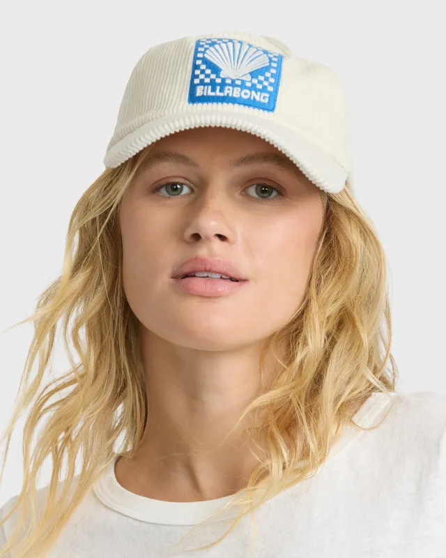 Corduroy Dad Cap Hat - White Cap made by Billabong