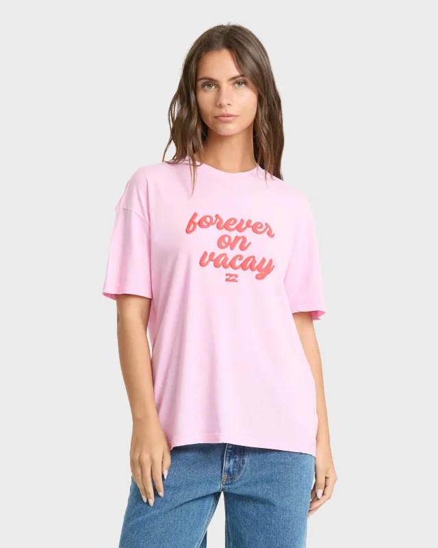 Vacay Forever Short Sleeve Knit T-Shirt - Prism Pink made by Billabong