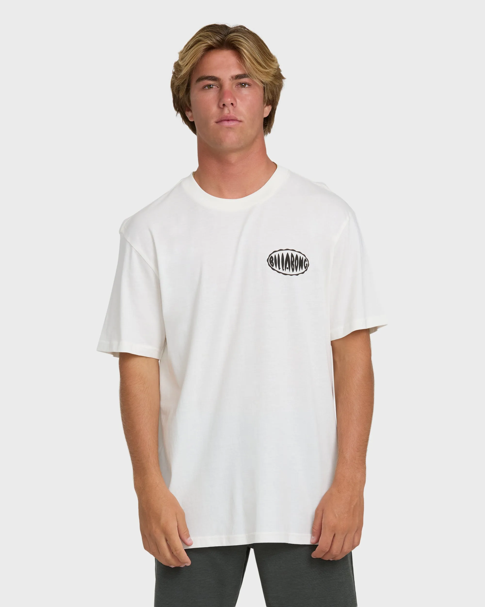Nanda Ormond Burleigh Heads Premium Short Sleeve Cotton T-Shirt - Off White sold by Billabong