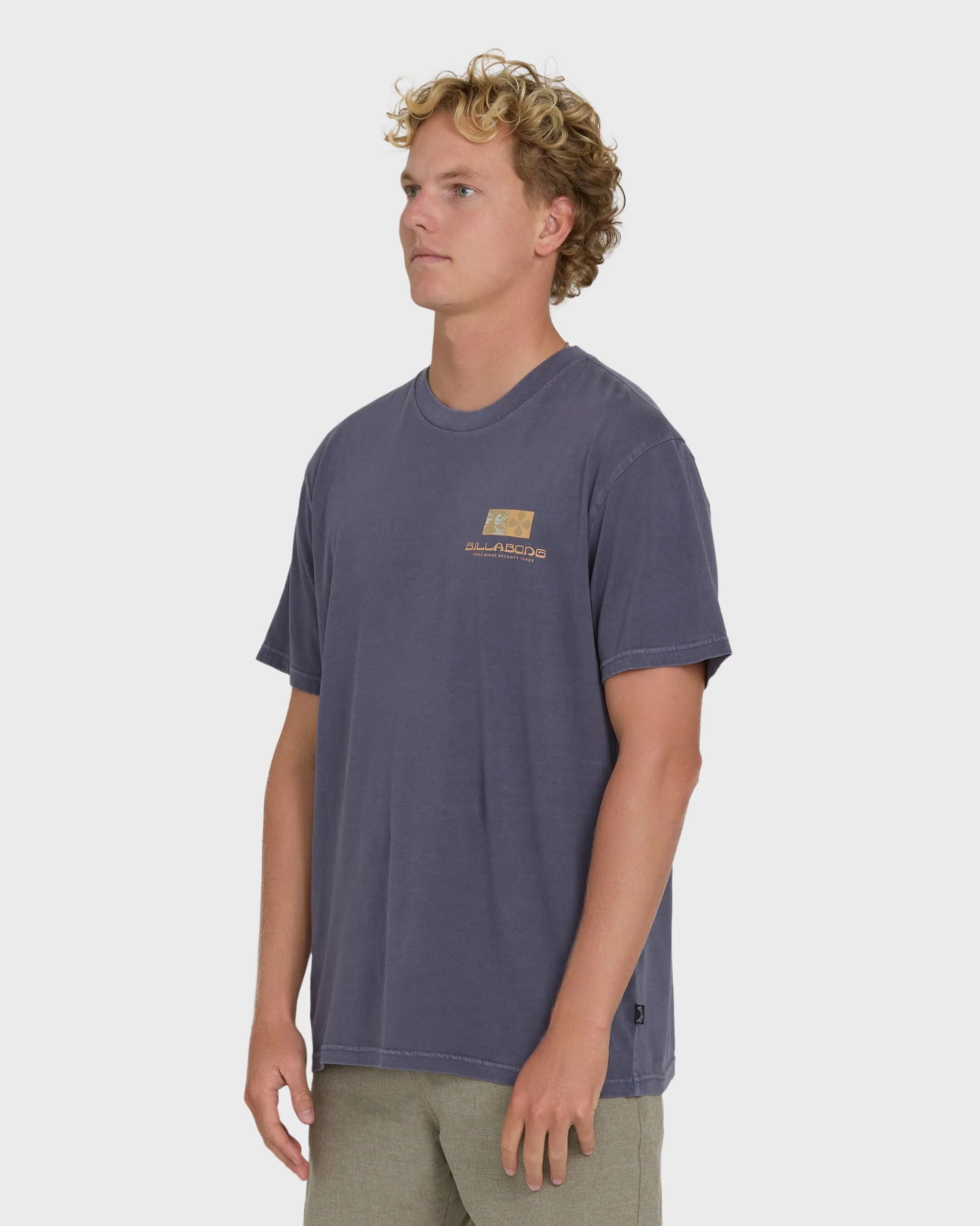 Glyph Wave Washed Premium Short Sleeve Cotton T-Shirt - Greystone sold by Billabong product image thumbnail 3
