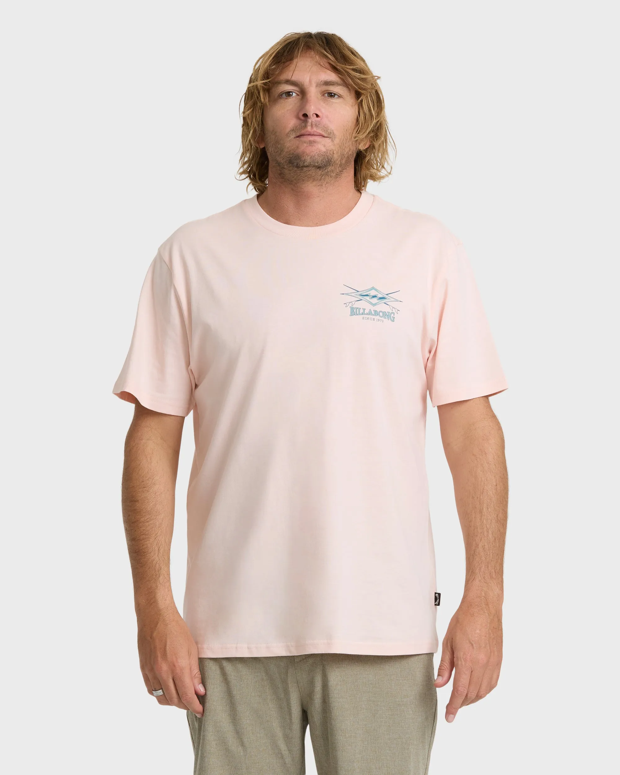 Crossboards Premium Short Sleeve Knit T-Shirt - Light Pink sold by Billabong