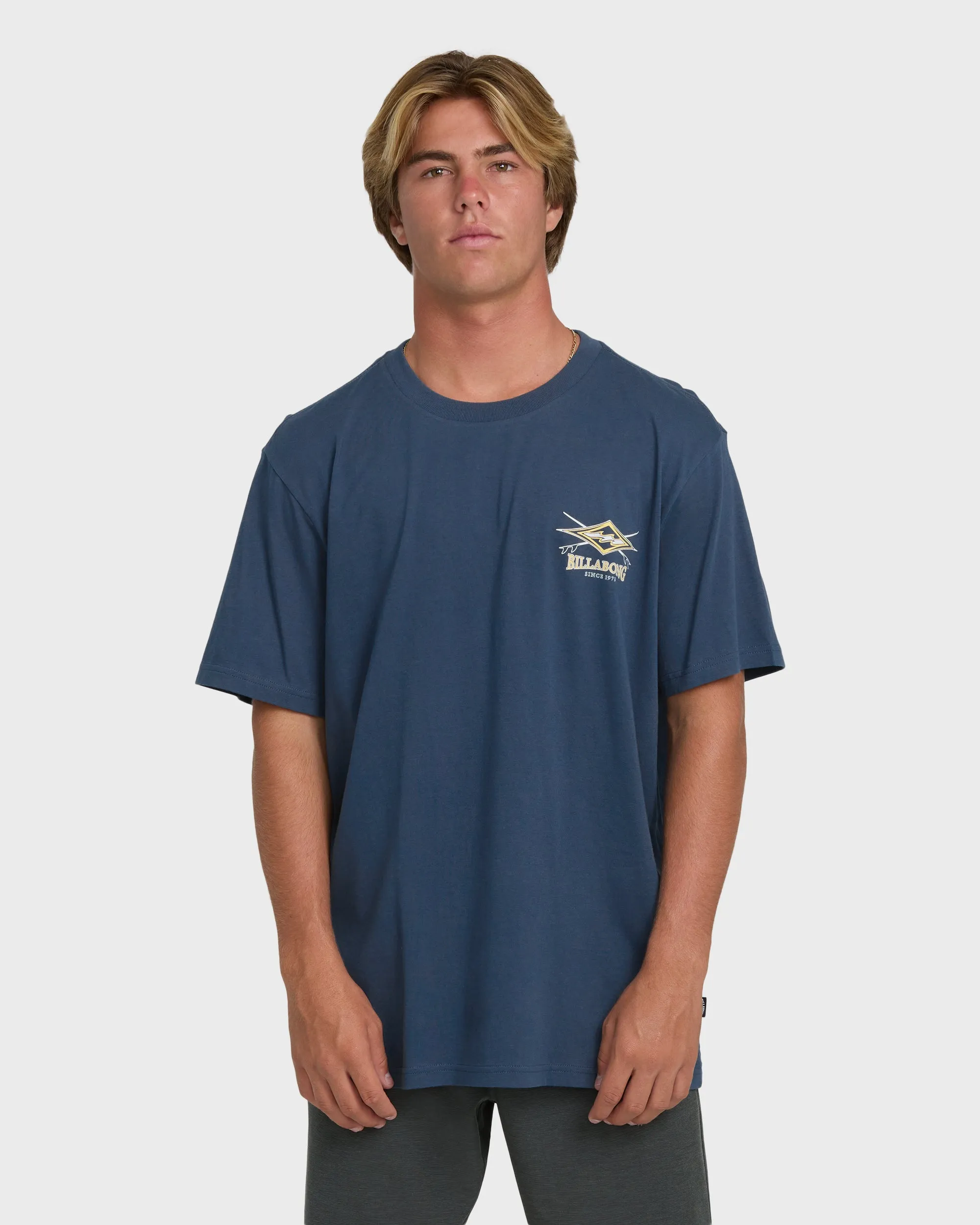 Crossboards Premium Short Sleeve Knit T-Shirt - Dark Denim sold by Billabong