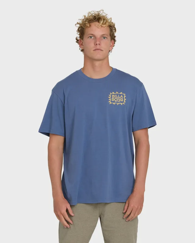 Ripple Premium Short Sleeve Cotton Graphic T-Shirt - Blue Horizon made by Billabong