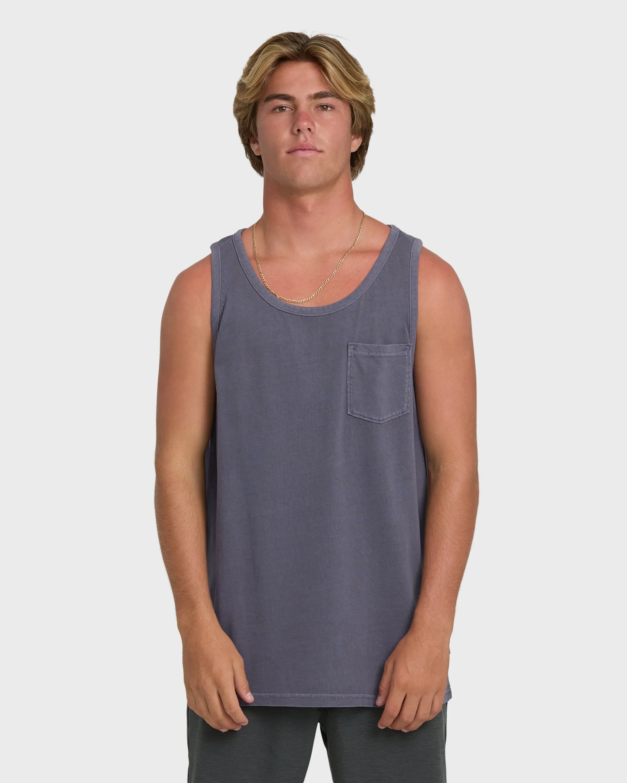 Essential Pocket Wave Washed Premium Tank Top - Graystone sold by Billabong