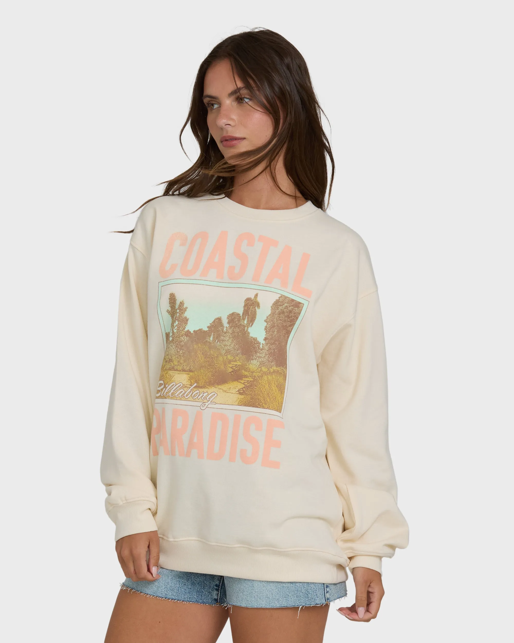 Coastal Paradise Crewneck Sweatshirt - White Cap sold by Billabong product image thumbnail 3