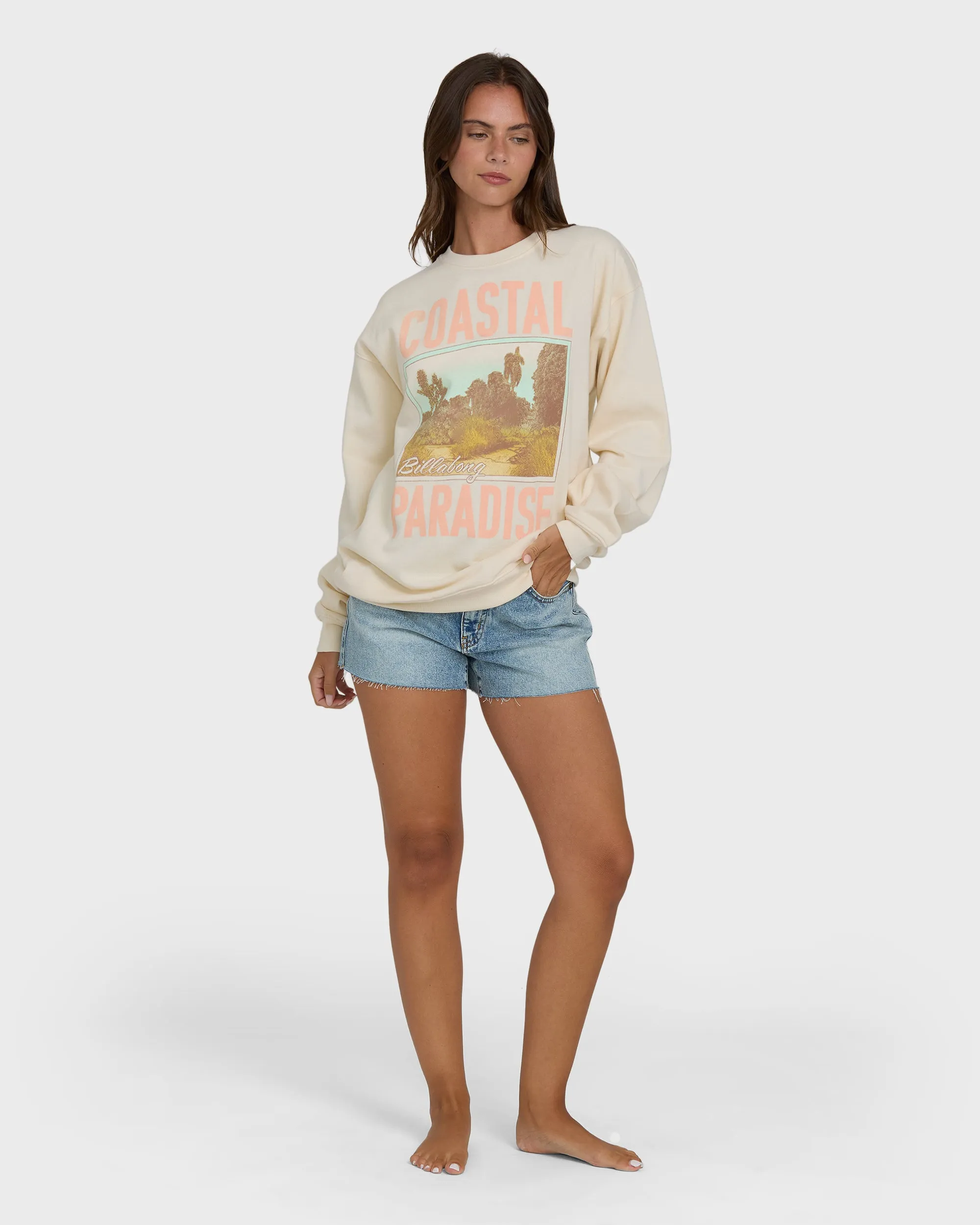 Coastal Paradise Crewneck Sweatshirt - White Cap sold by Billabong product image thumbnail 4