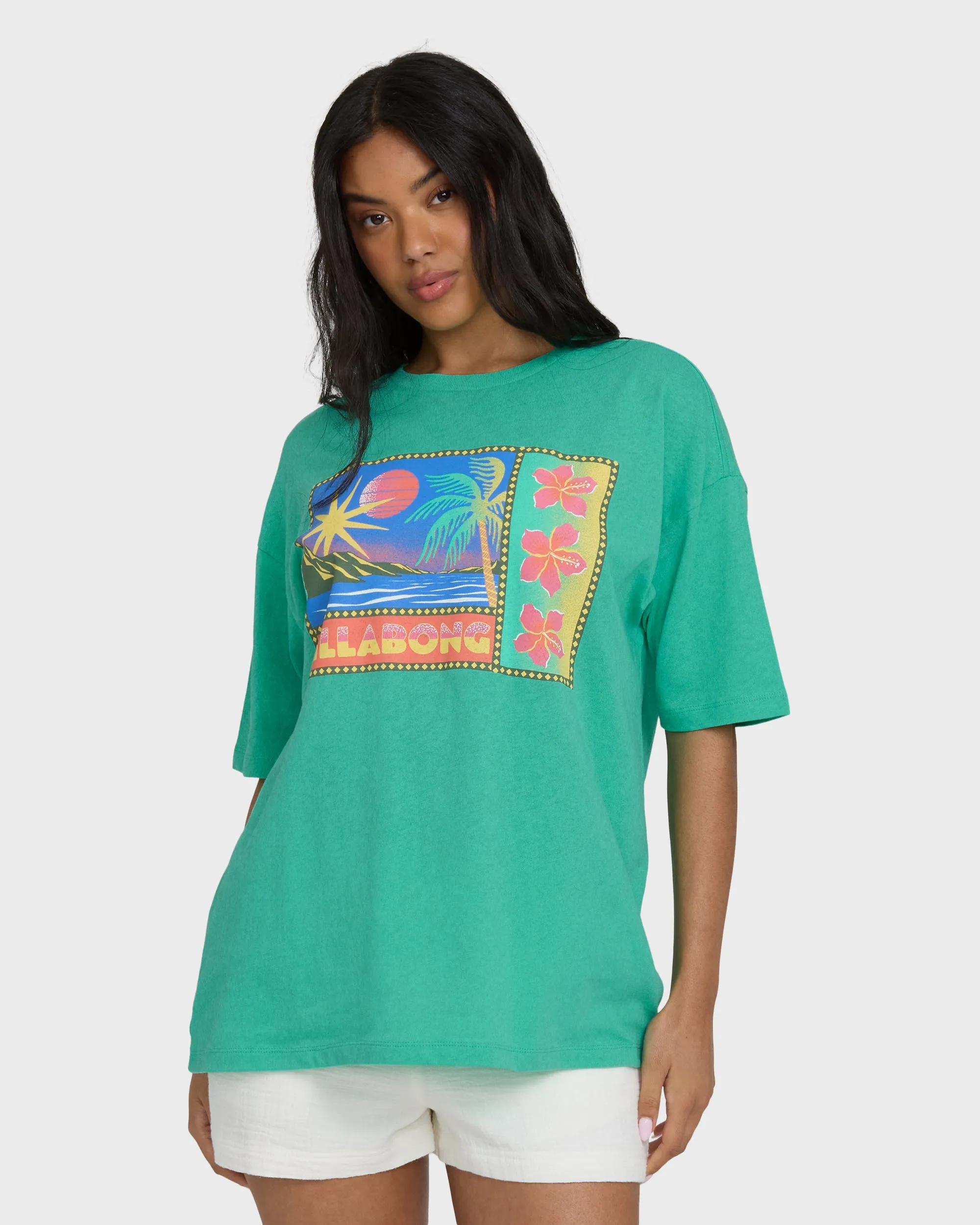 Summer Heat Short Sleeve Knit Graphic T-Shirt - Green Tropics sold by Billabong