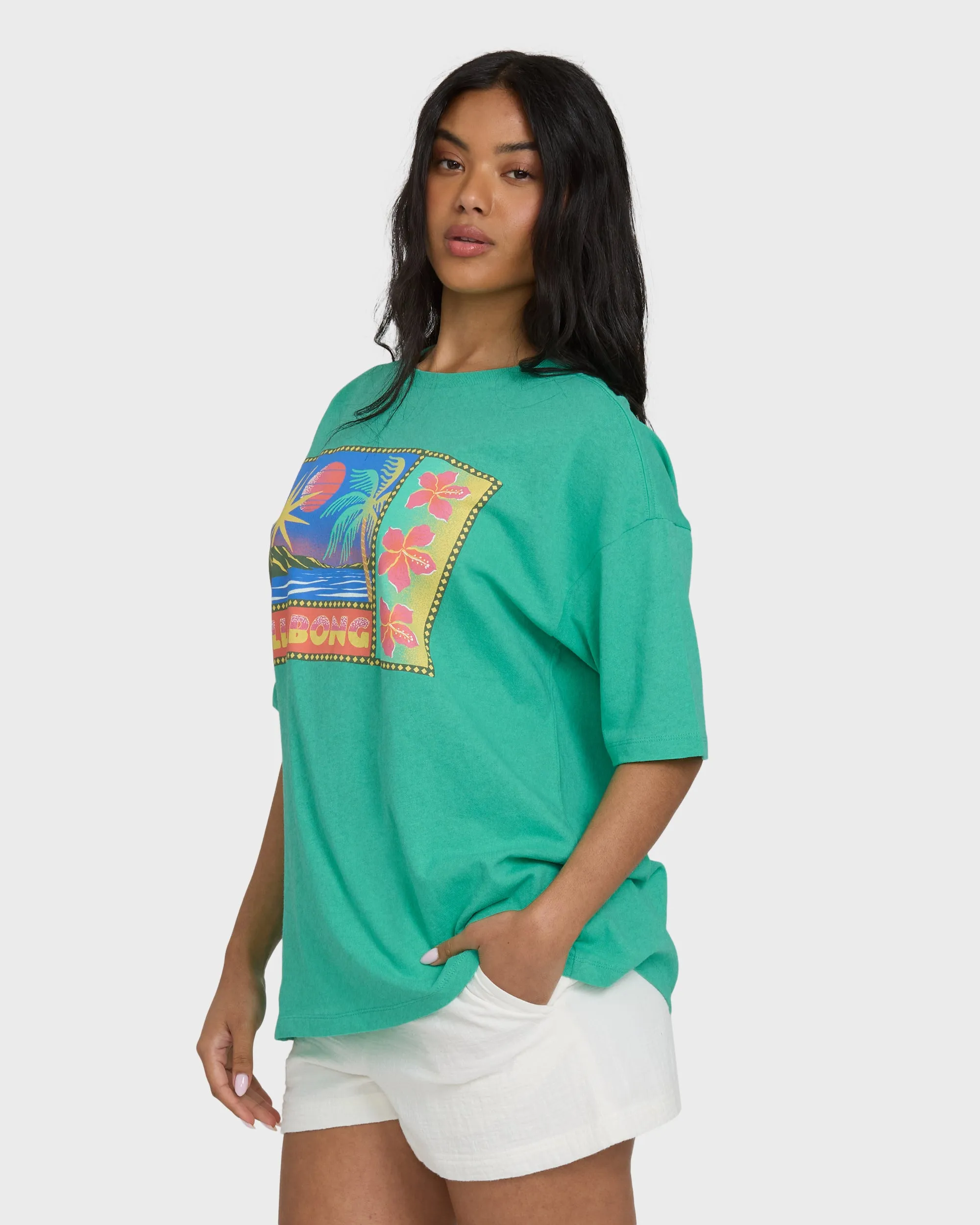 Summer Heat Short Sleeve Knit Graphic T-Shirt - Green Tropics sold by Billabong product image thumbnail 3
