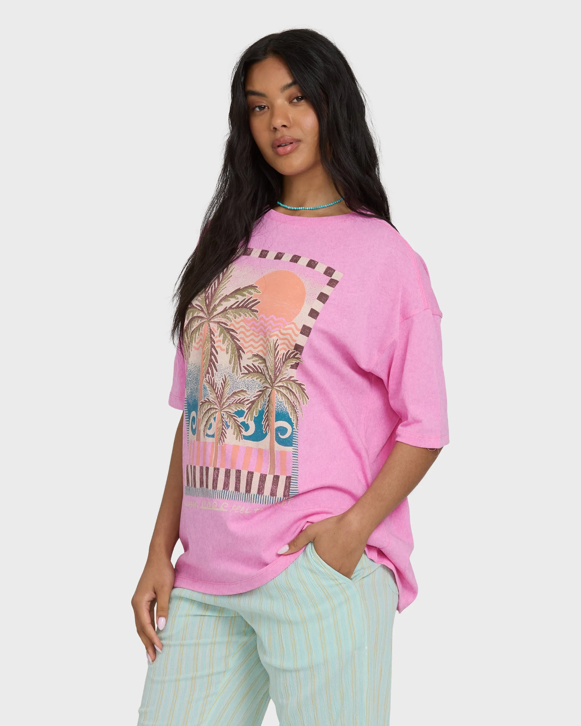 Feel The Heat Short Sleeve Knit T-Shirt - Party Pink sold by Billabong product image thumbnail 3