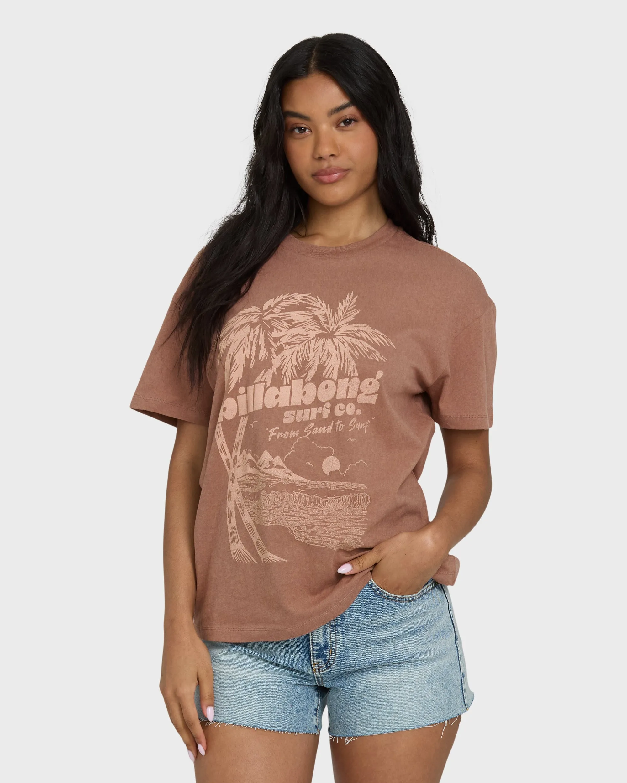 Sand To Surf Short Sleeve Knit Graphic T-Shirt - Brown Stone sold by Billabong