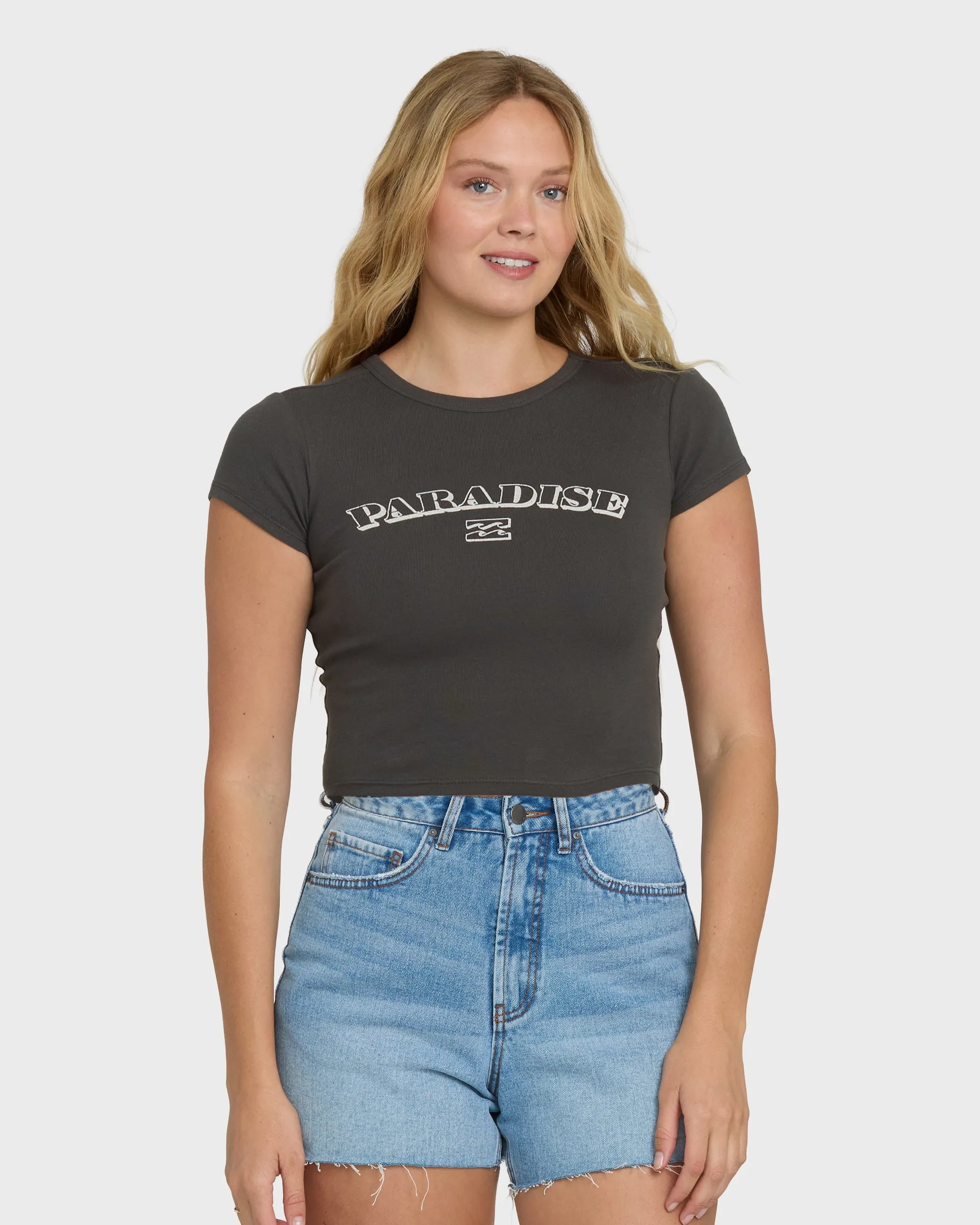 Off We Go Short Sleeve Knit T-Shirt - Off Black sold by Billabong