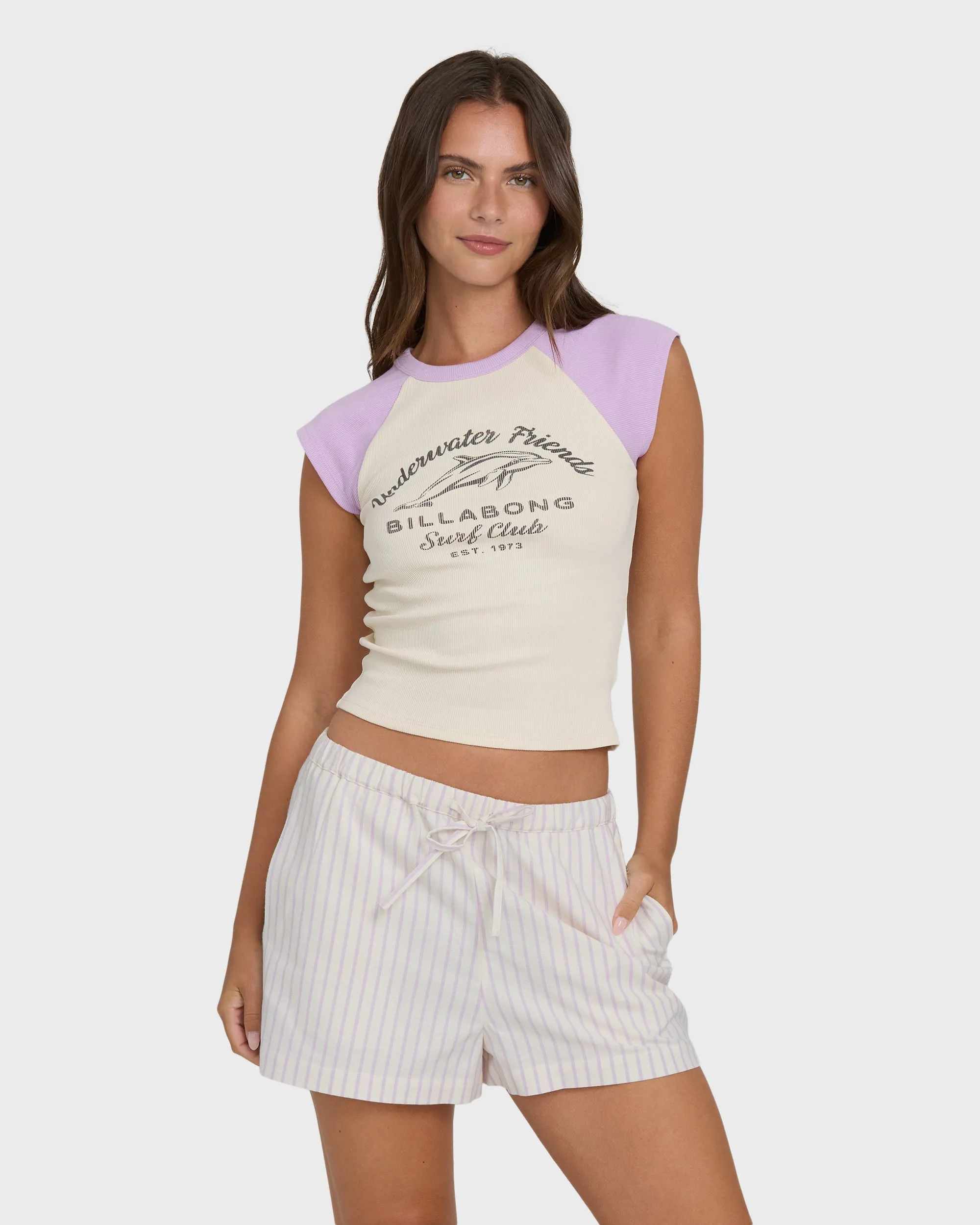 Wanderer Lilac Stripe Woven Shorts - Vintage Violet sold by Billabong product image thumbnail 4
