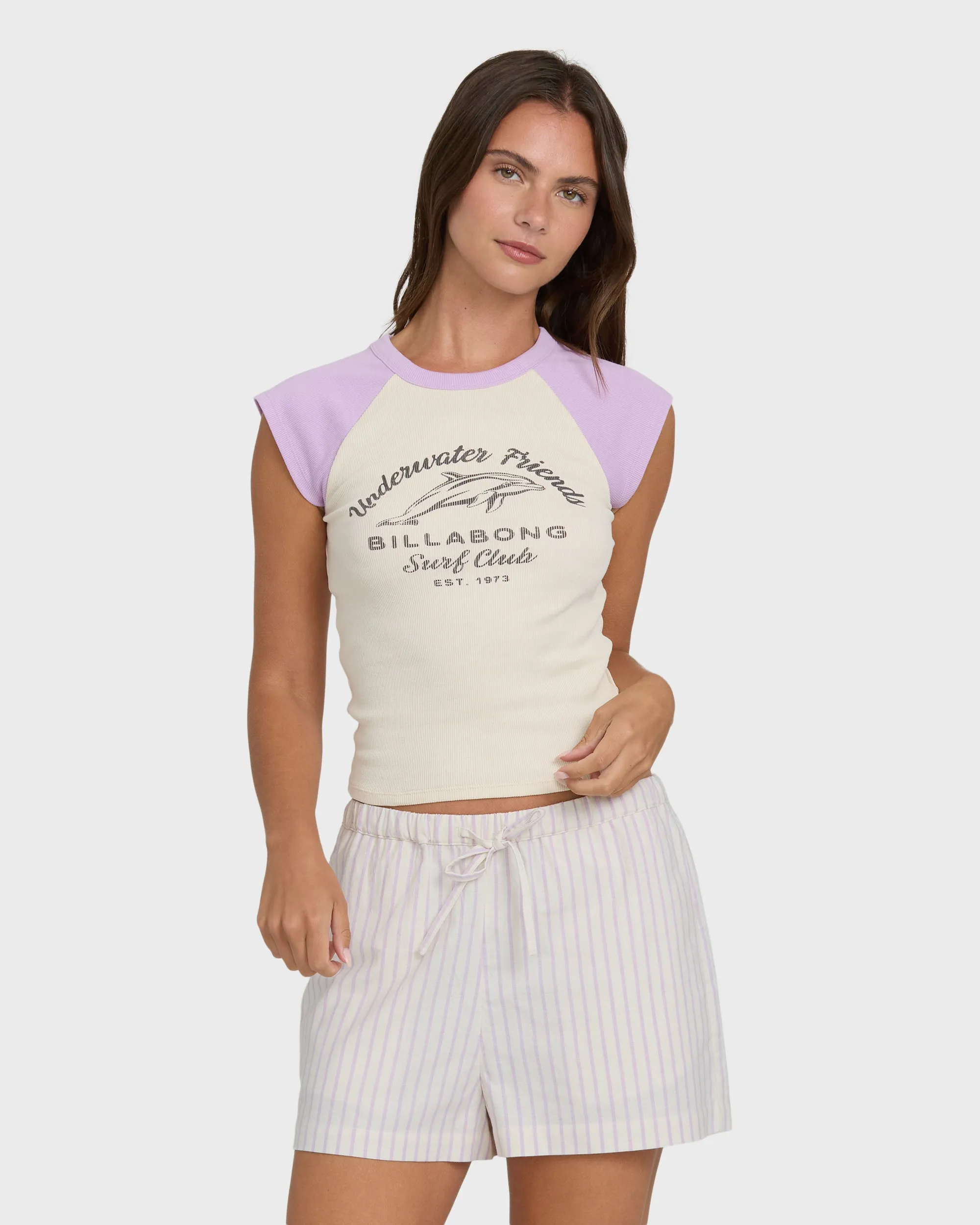 Wanderer Lilac Stripe Woven Shorts - Vintage Violet sold by Billabong