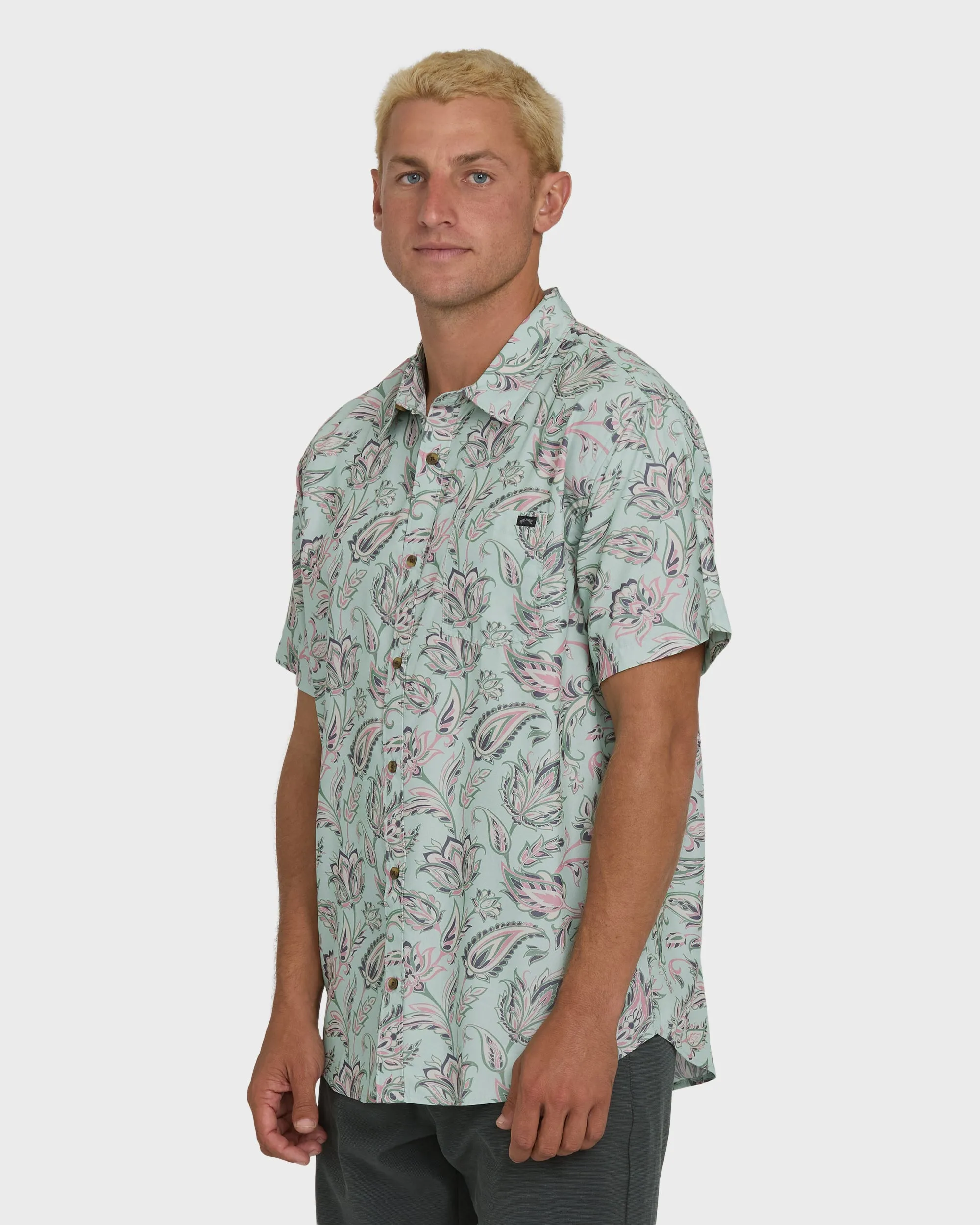 Sundays Lounge Short Sleeve Woven Shirt - Mist Green sold by Billabong product image thumbnail 3