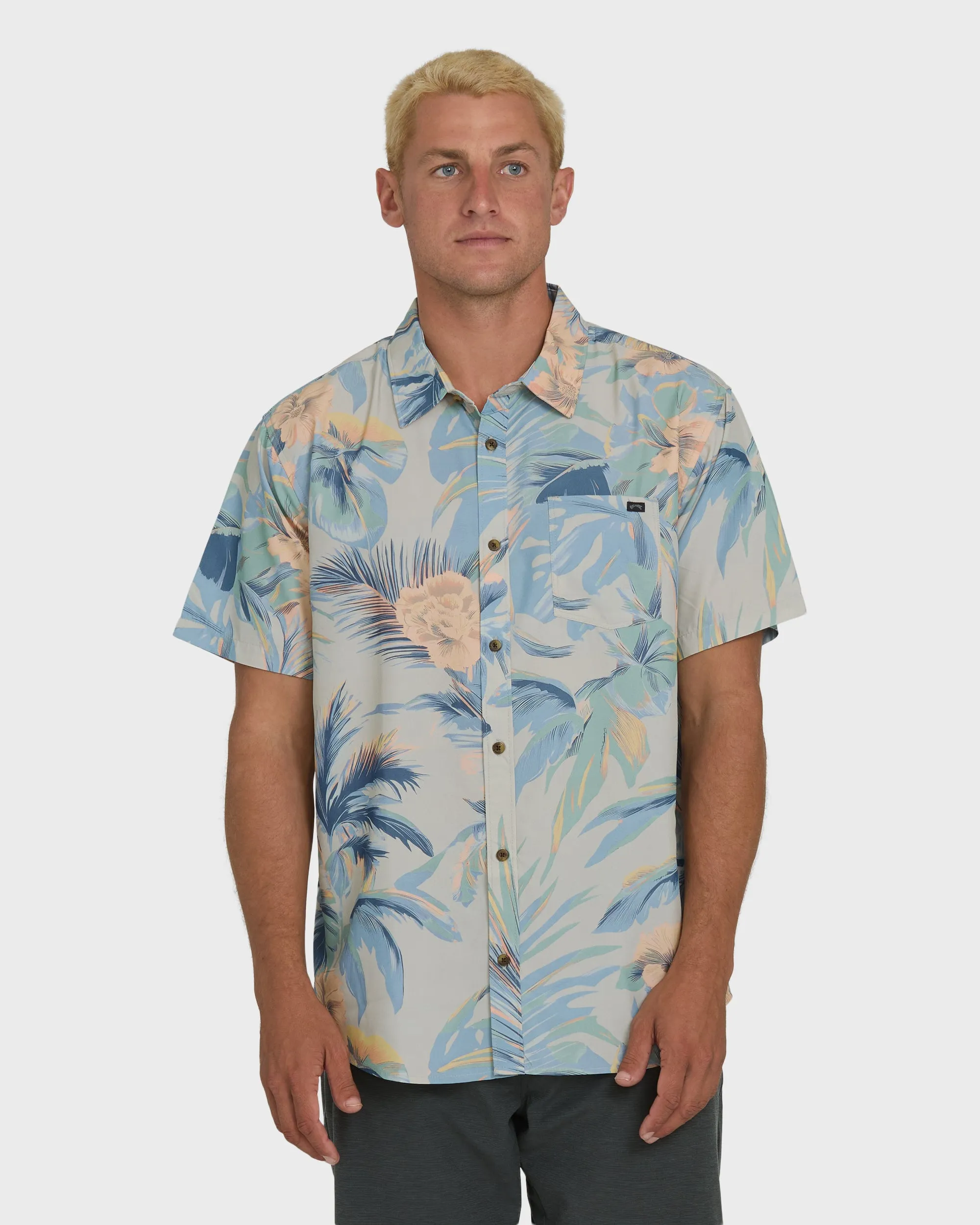 Sundays Lounge Short Sleeve Woven Shirt - Blue Horizon sold by Billabong