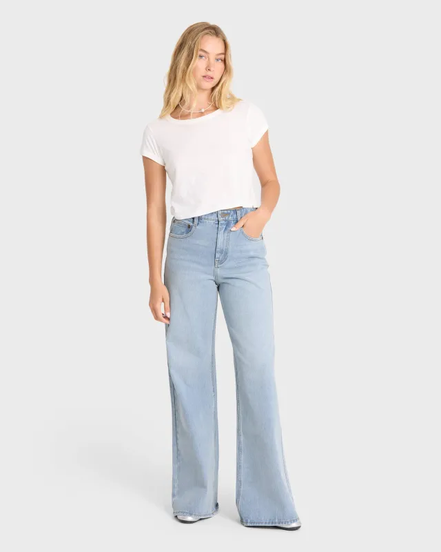 Free Fall High-Waist Denim Flare Pants - Light Wash made by Billabong
